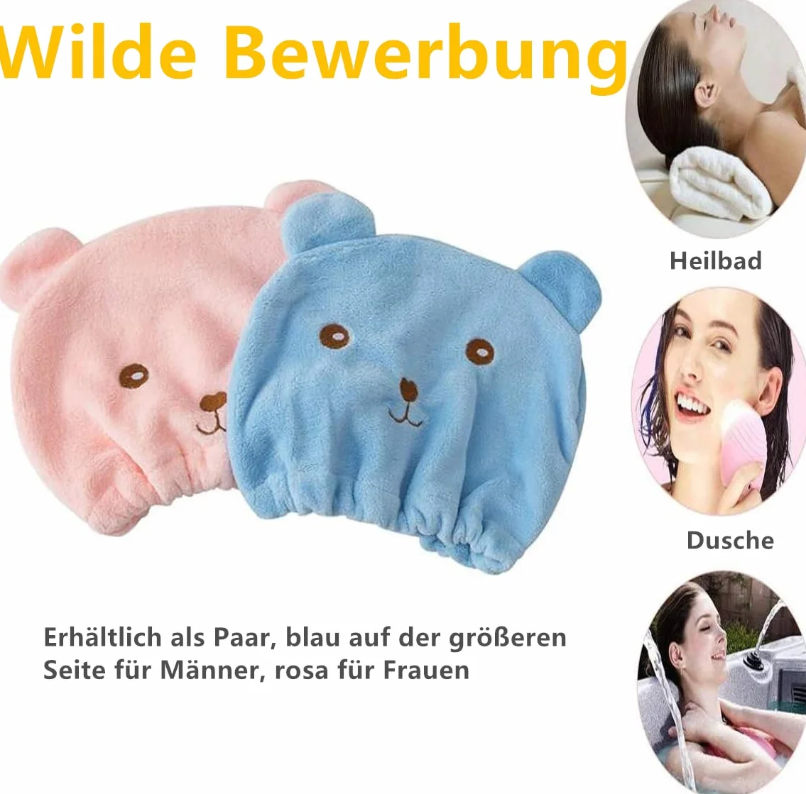 2 asciugamani in microfibra per capelli, assorbono l'acqua, capelli secchi dolci, cappello turbante, ad asciugatura rapida, per donne, adulti o bambini, ragazze