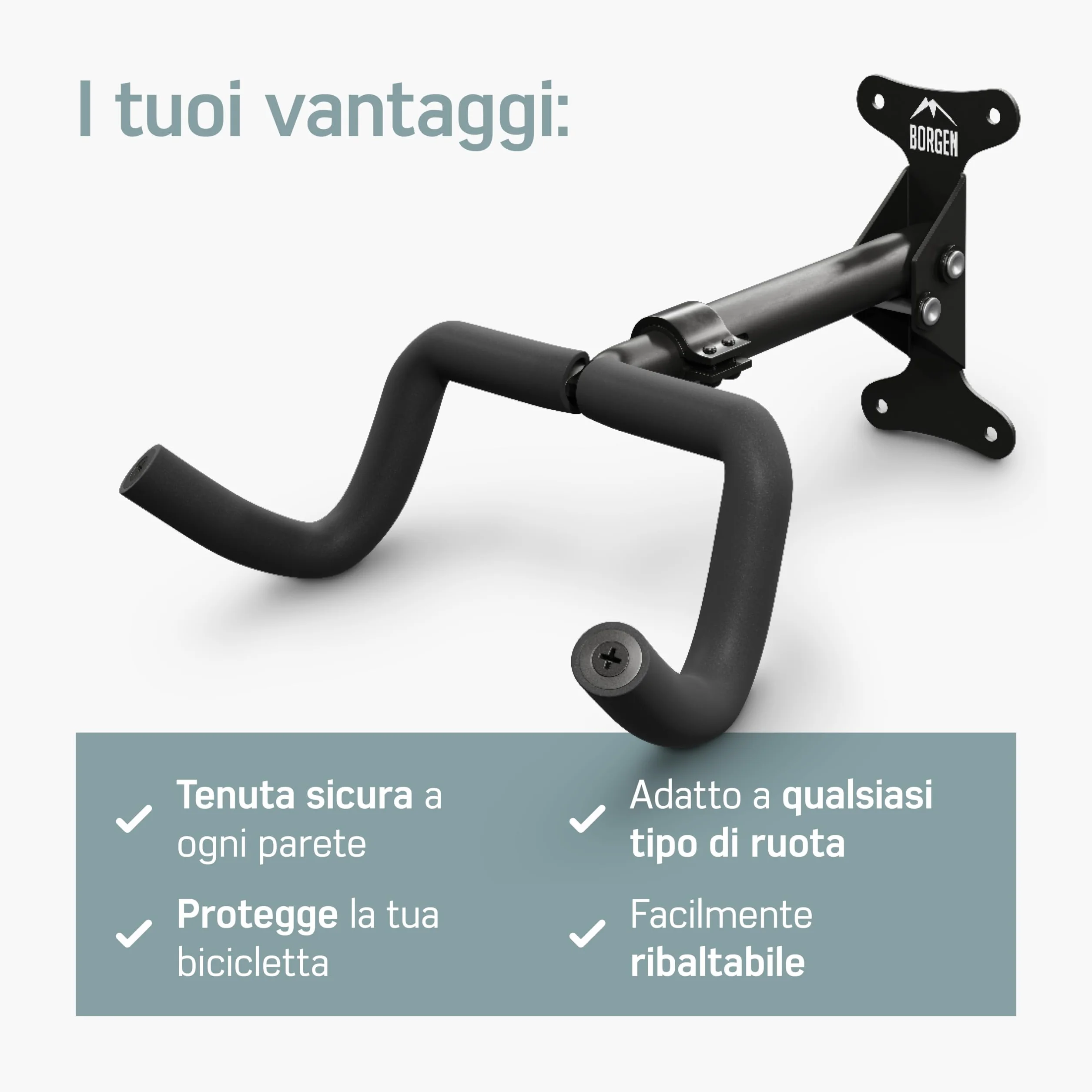 Borgen Supporto da parete per bicicletta regolabile pieghevole con imbottitura extra morbida