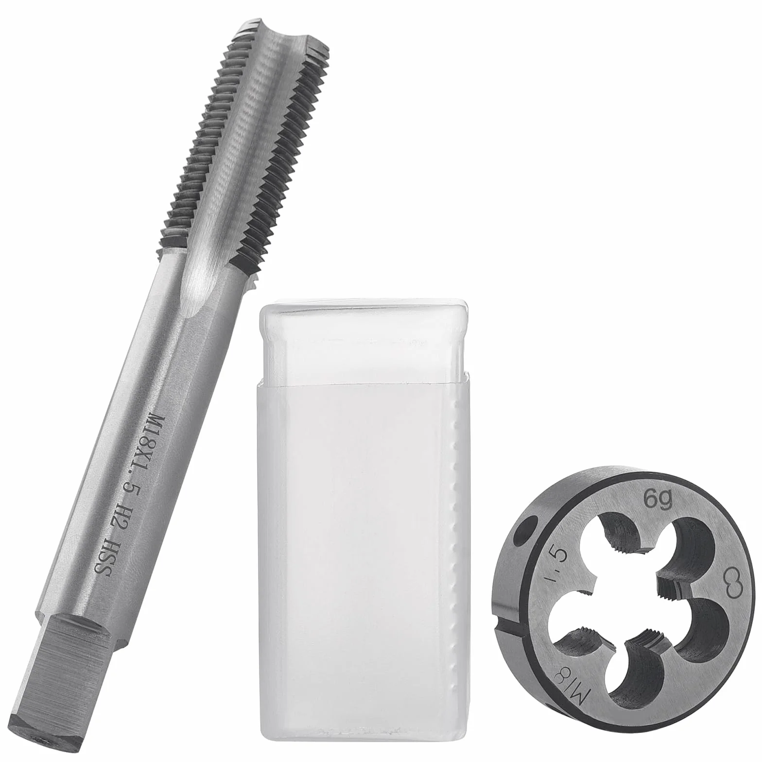 Set maschi e filiere HSS M12 x 1,25 mm filettatura destra fine diritta scanalata