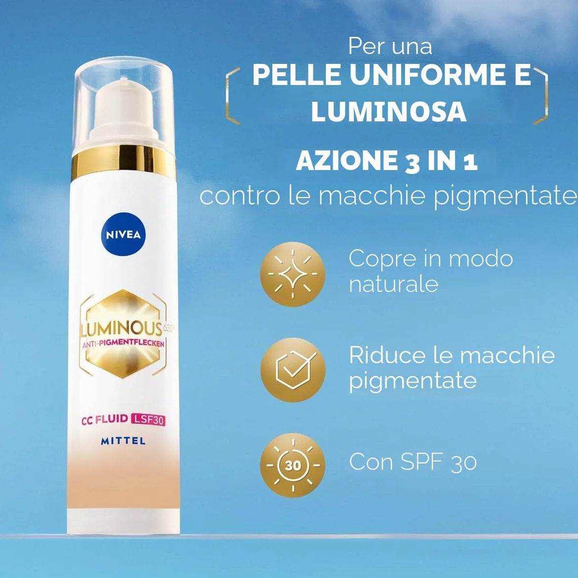 NIVEA CC Creme Luminous 630 Getöntes Fluid MIttel LSF 30, 40 ml Crema