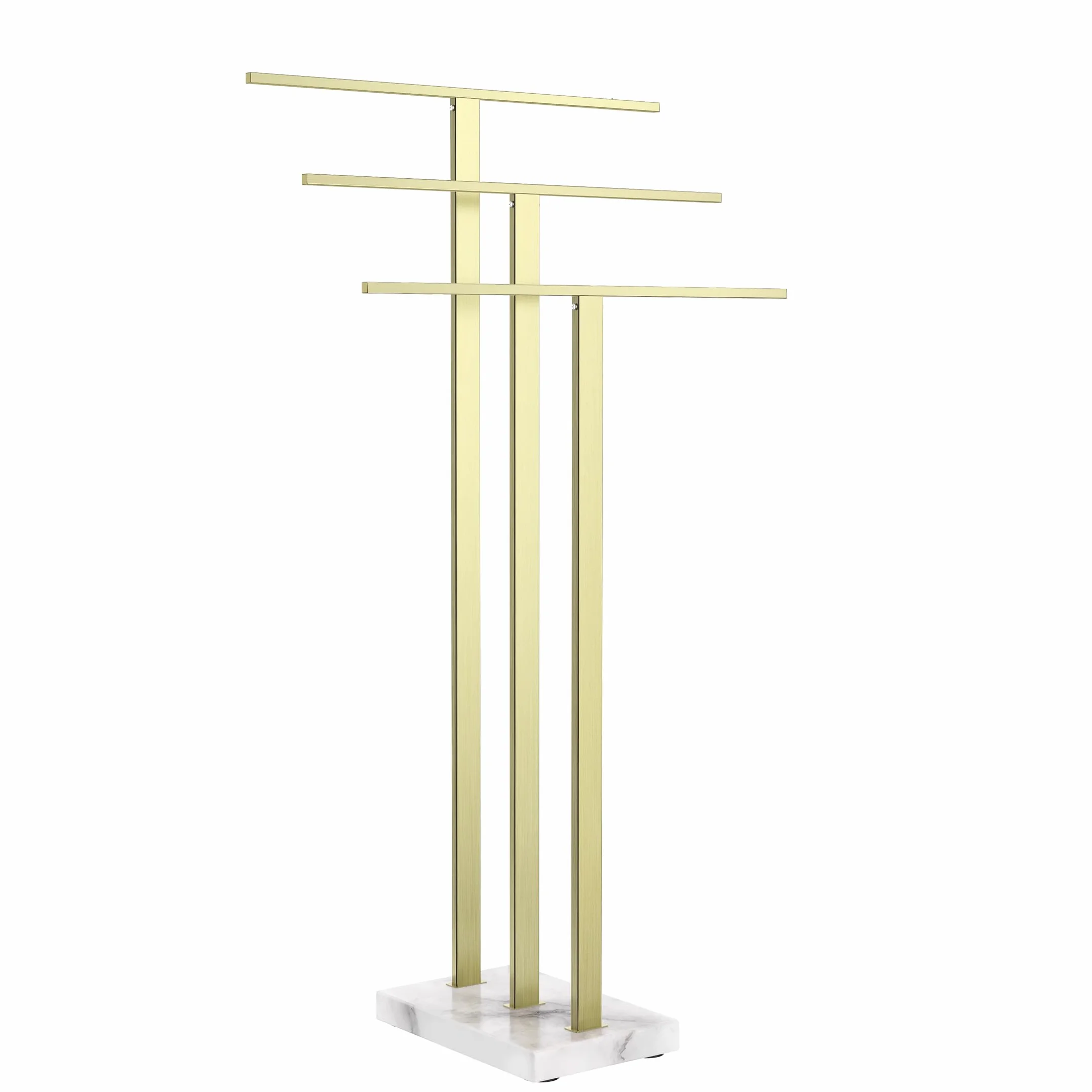 KES Oro Porta Asciugamani Bagno 3 Bracci Base Marmo Oro Spazzolato BTH217S3-BZ
