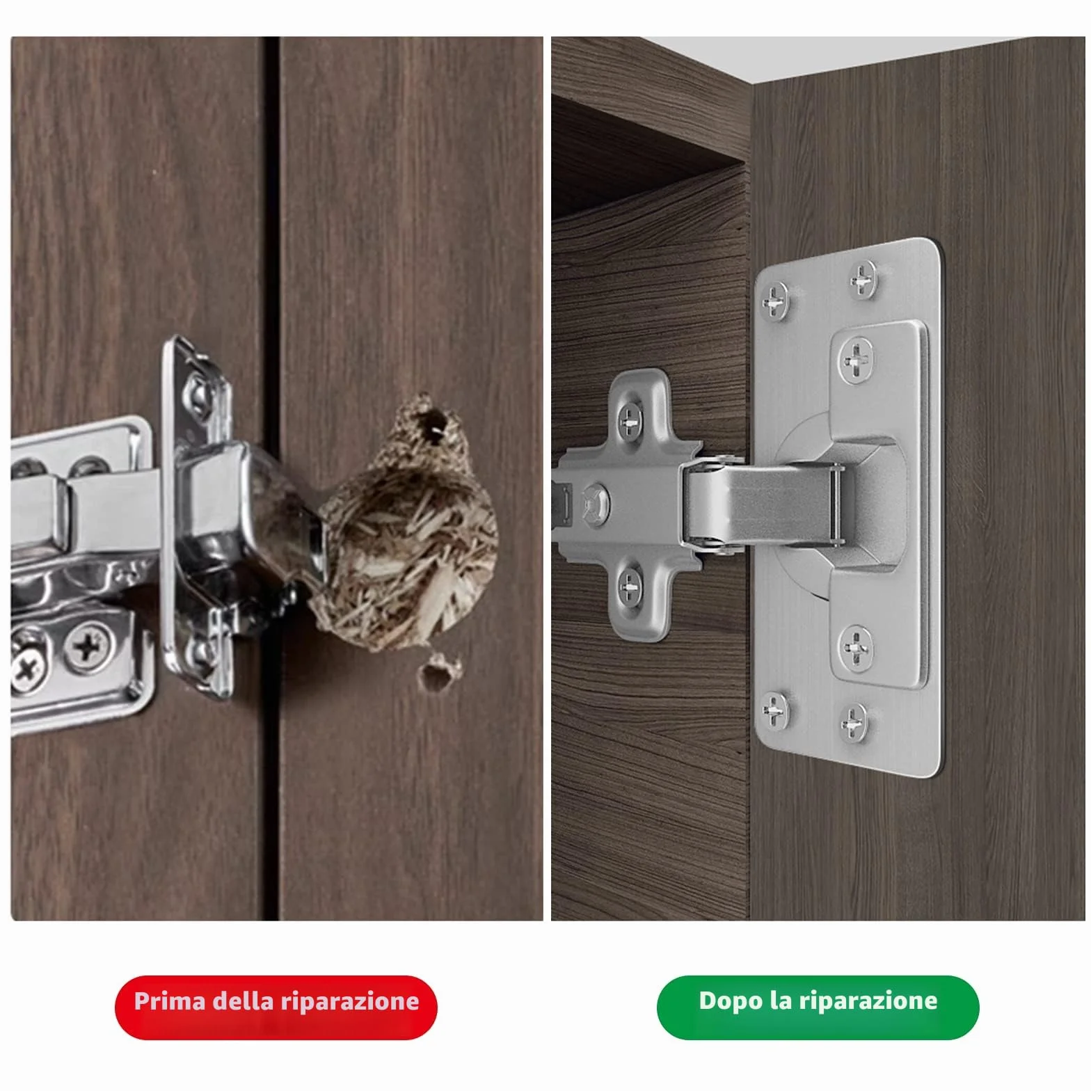 Piastra di Riparazione Cerniere Porta, 8 Pezzi Staffe con 48 Viti per Armadi Mobili Cucina
