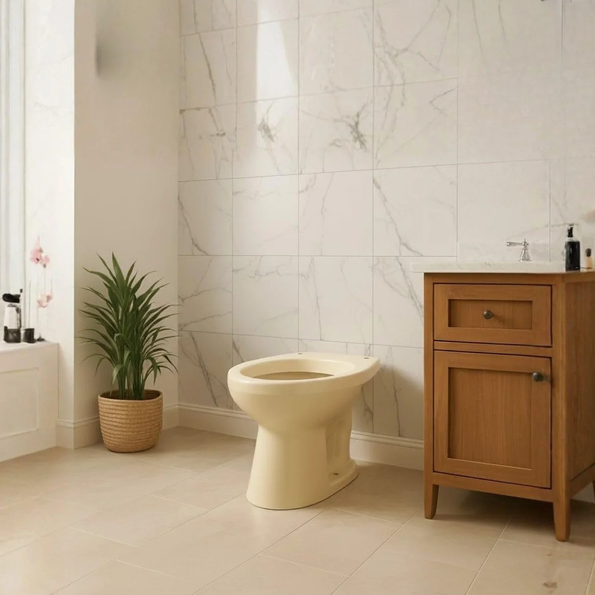Vaso WC a Terra in Ceramica Champagne Elite con Scarico a Pavimento