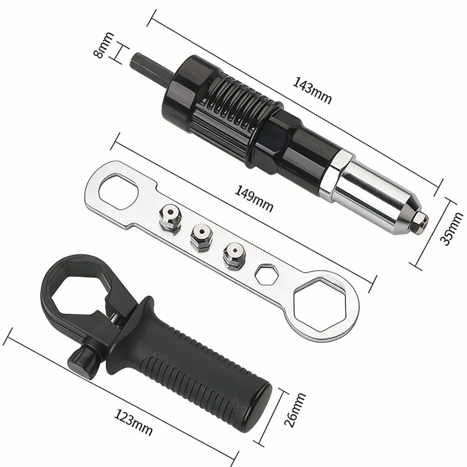 NexRen Kit Adattatore per Rivettatrice per Trapano Elettrico in Acciaio