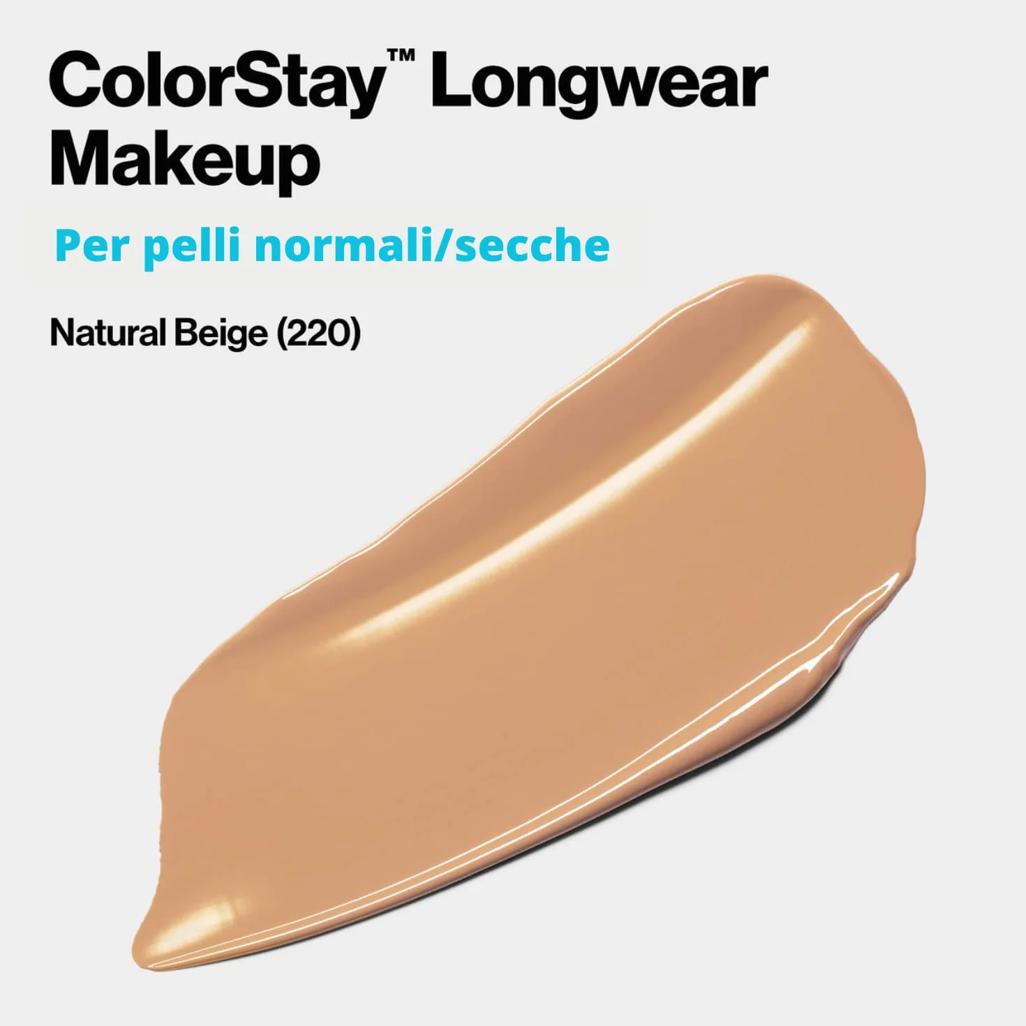 Revlon ColorStay, Fondotinta per Pelle Normale e Secca, con Protezione Solare SPF 20, Formula Duratura, Oil Free (30ml), 220 Natural Beige