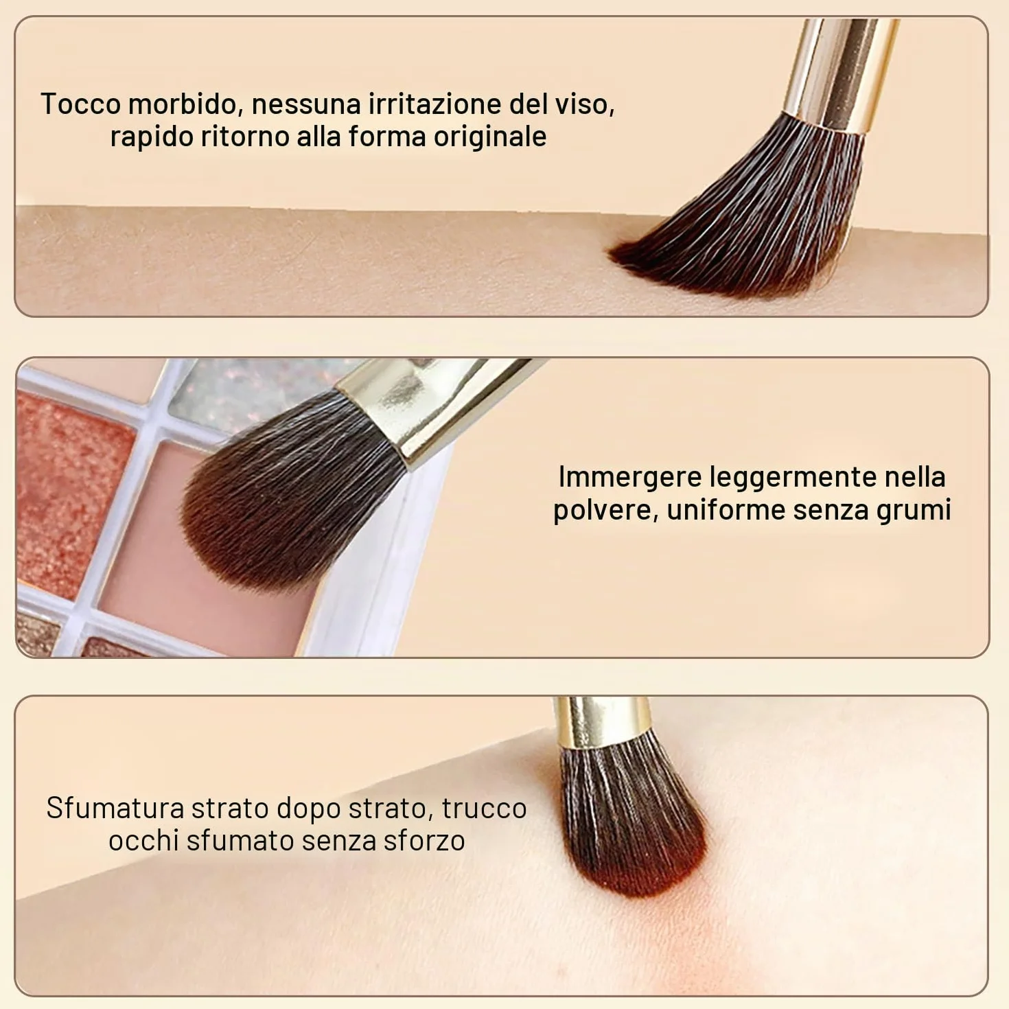 8 Pezzi Pennelli per Occhi, Pennelli Make Up Set, Pennelli Trucco con Trousse in Pelle PU, Pennello per Ombretto, Pennello per Sopracciglia, Pennello per Eyeliner, Pennello per Sfumatura