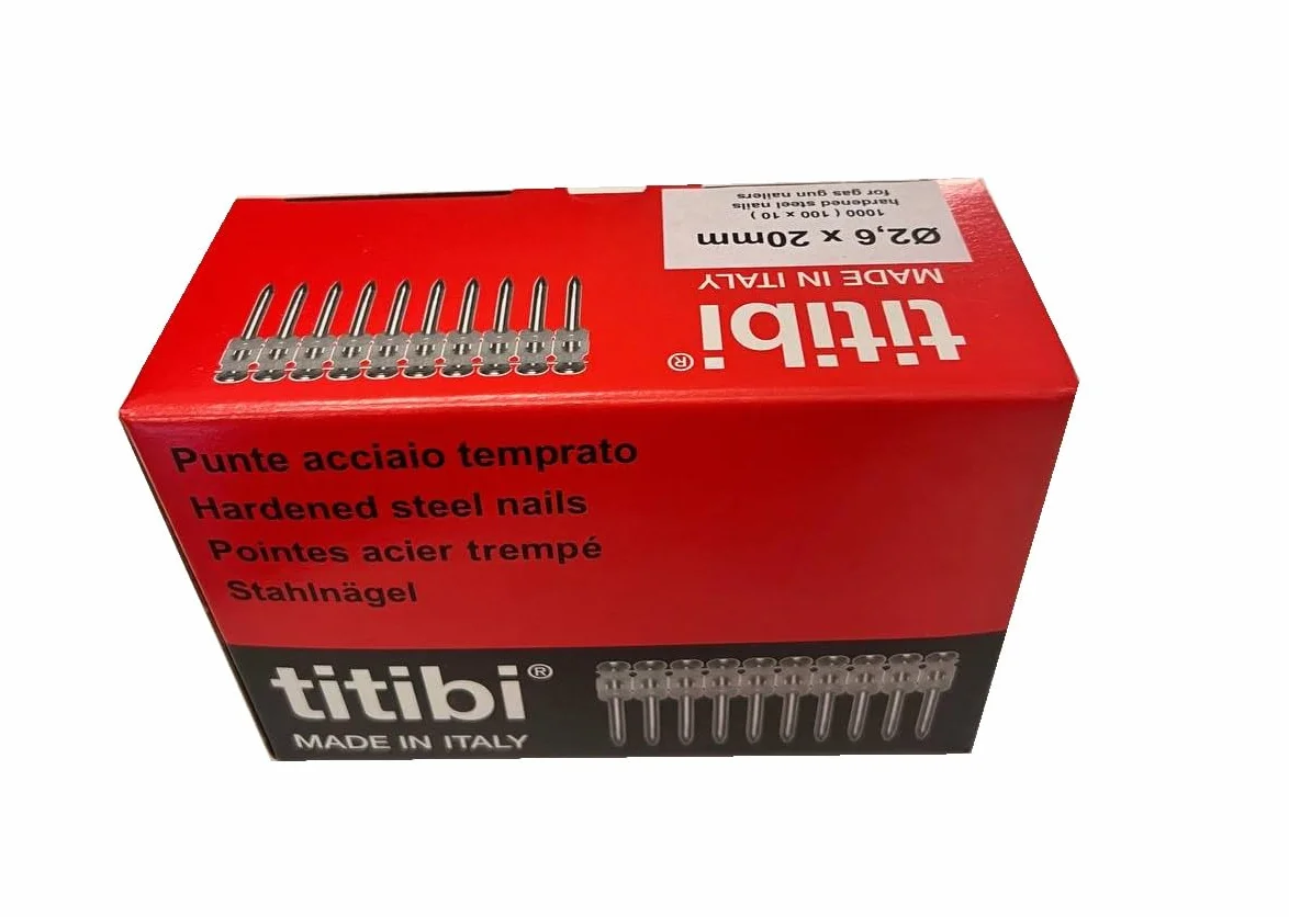 Chiodi Steccati per Chiodatrici Acciaio al Carbonio Ø 2,6 x 20 mm Spit Pulsa 800P 800E 700P 700E 1000 40P 40E 27P 27E Track It C3 C4 BeA DIGA CS1