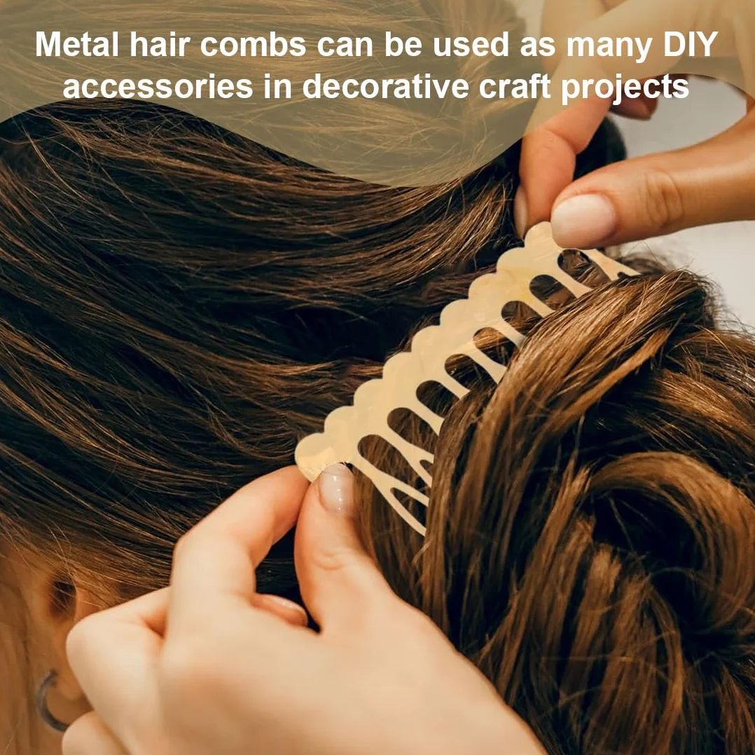 20 Pezzi Pettini Laterali in Metallo 10 & 6 Denti, pettinini per Velo, Lato per Capelli per Capelli da Donna Francese con Denti per Accessori per Capelli con Clip per Chignon Argentato & Oro