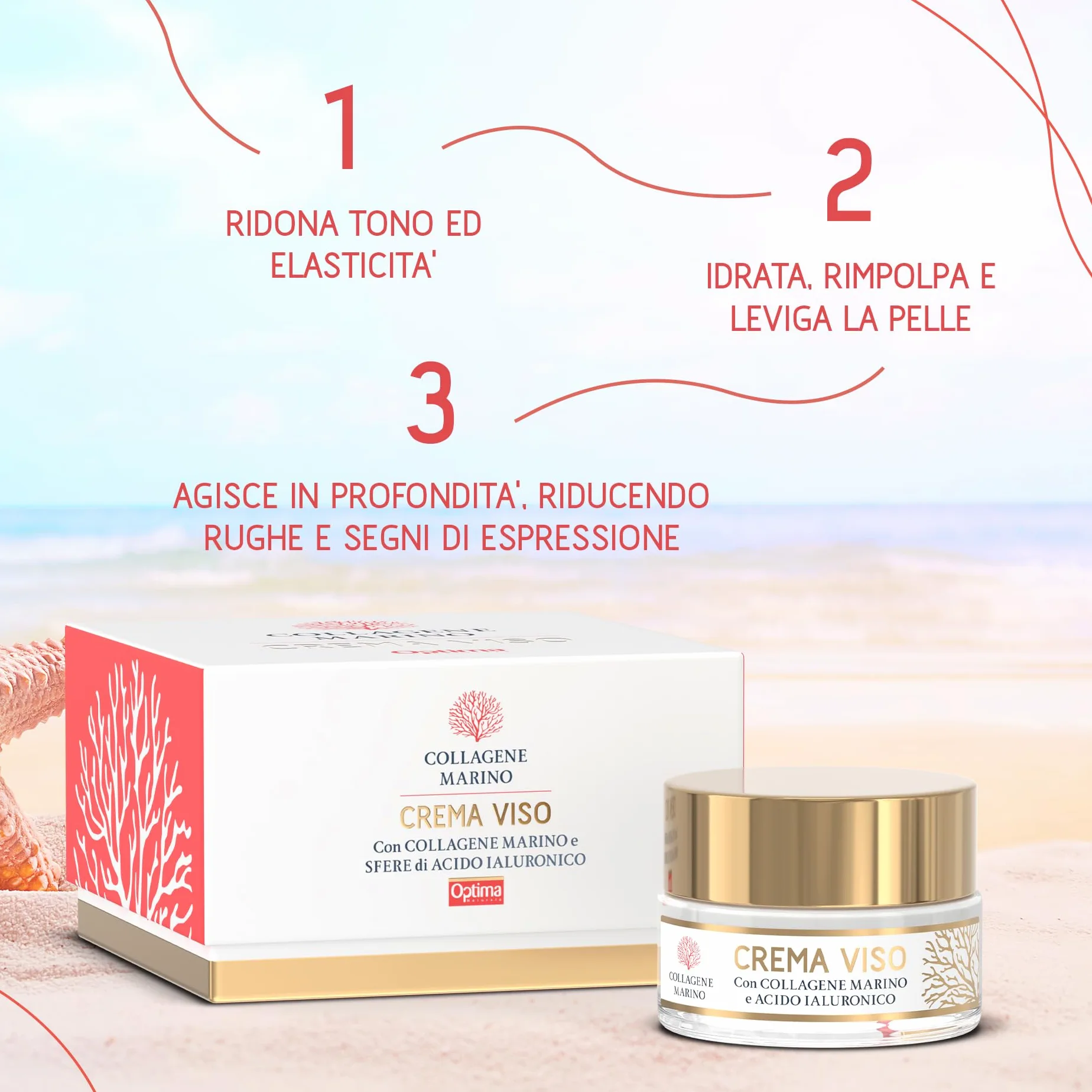Crema Viso con Collagene marino e Sfere di acido ialuronico - azione rimpolpante e anti-age - AIAB Bio Eco Cosmesi - idratante - antiossidante - 50 ml Collagene Marino