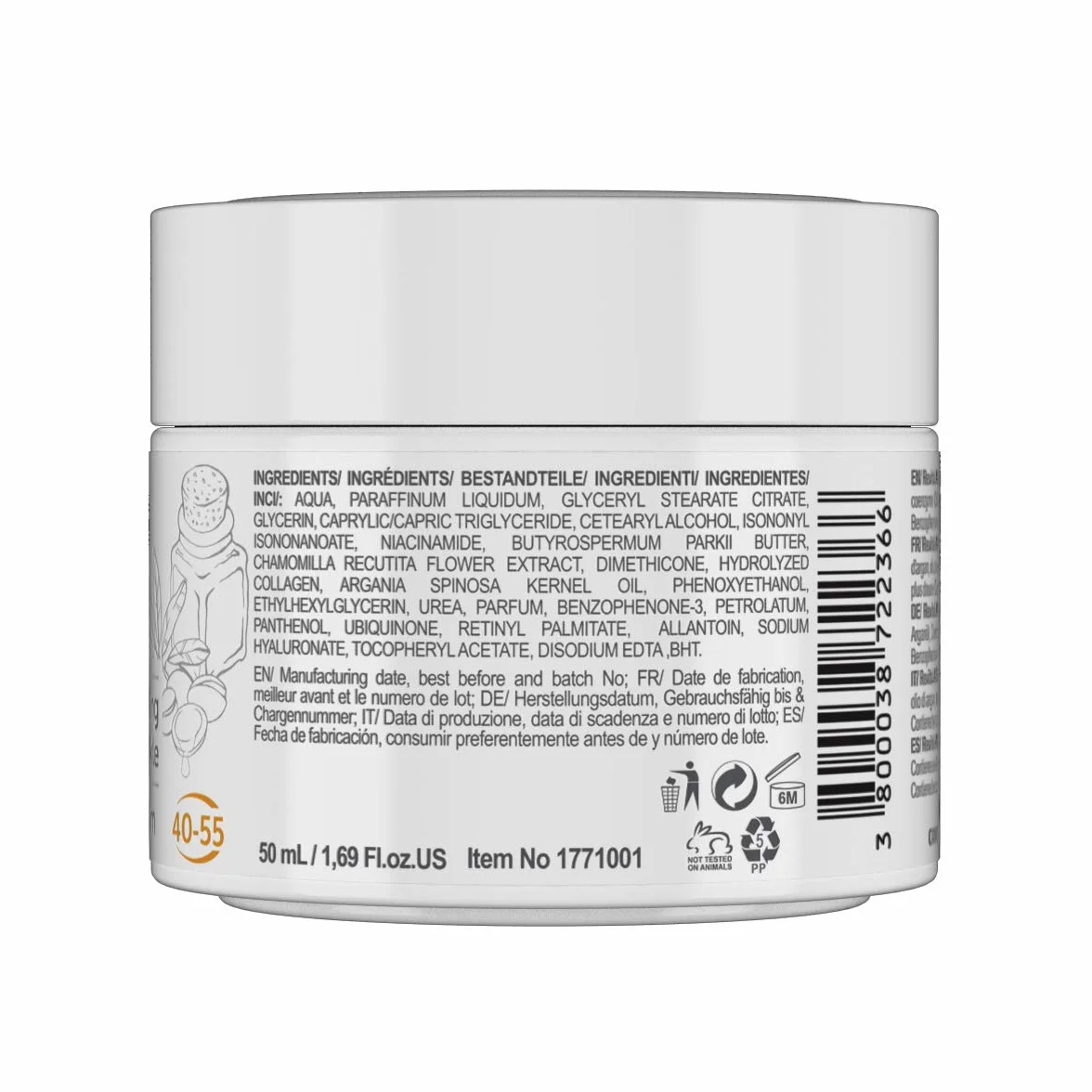 RevitaLAB Day and Night Collagen Anti-Aging Moisturizer, Enriched with Hyaluronic Acid, Q10, Argan Oil, and a UVA/UVB Filter for Ages 40 – 55, 50 ml