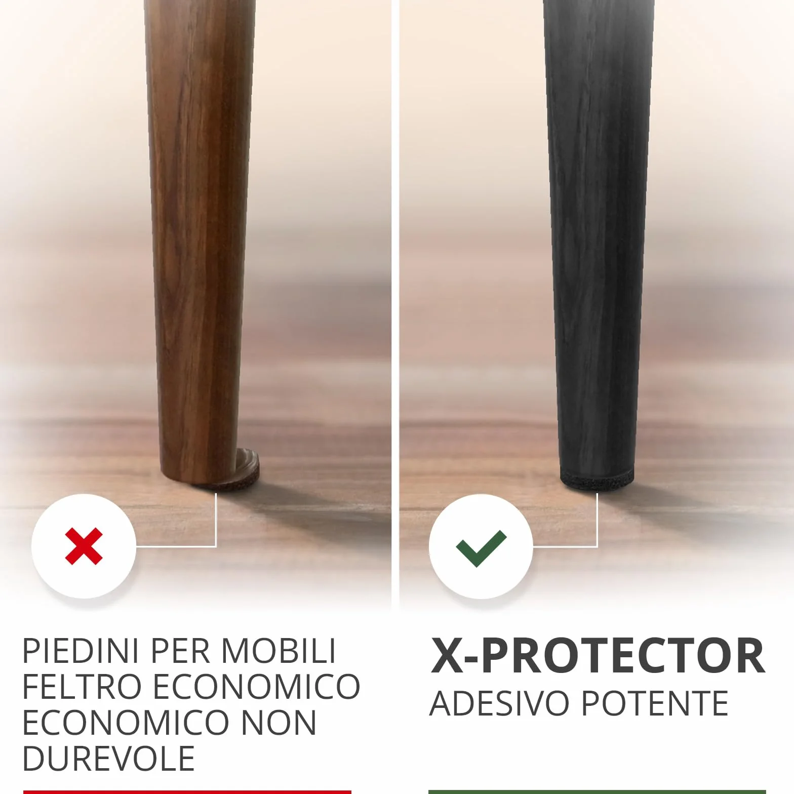 Feltrini per gambe di mobili X-PROTECTOR 48 szt. NERI 25 mm do podłóg drewnianych