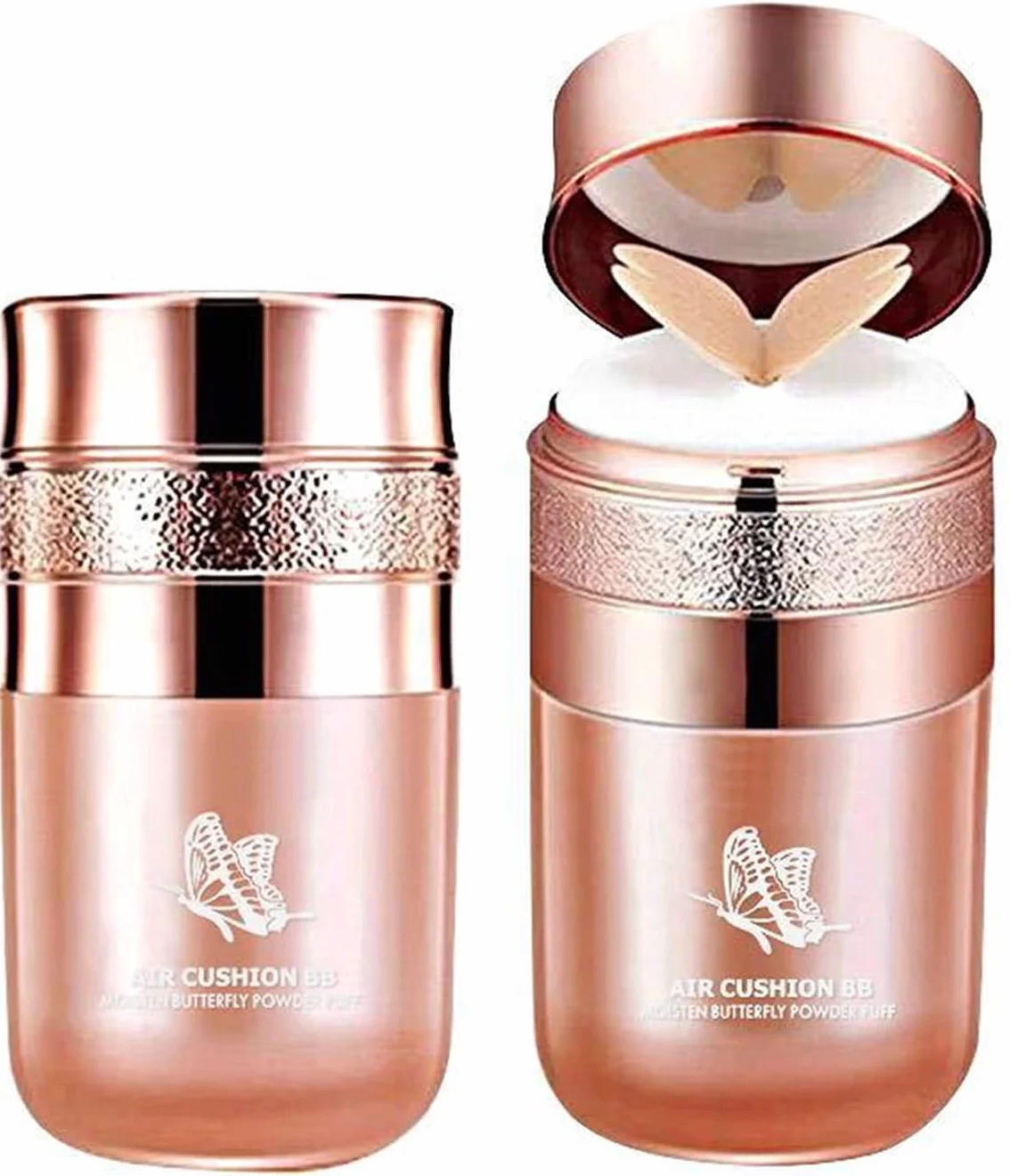 Cuscino a farfalla, BB Cream, cuscino d'aria, CC Cream, correttore idratante, base per trucco luminosa, lunga durata, con spugna per il trucco a farfalla (colore naturale della pelle)