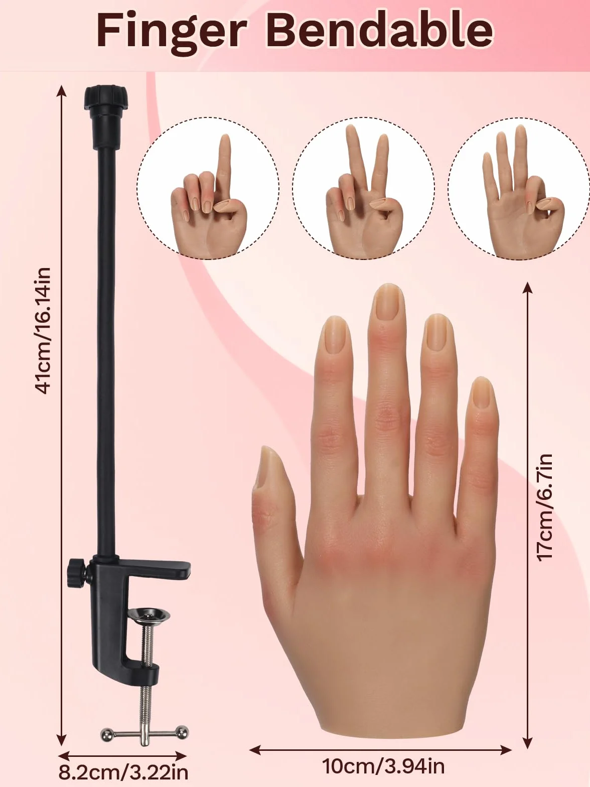Mano Finta per Ricostruzione Unghie: Silicone Mano Pratica Unghie | Flessibile Mano Finta per Unghie con 240 Pezzi 3XL Punte per Unghie per Principianti Salone Casa, Naturale