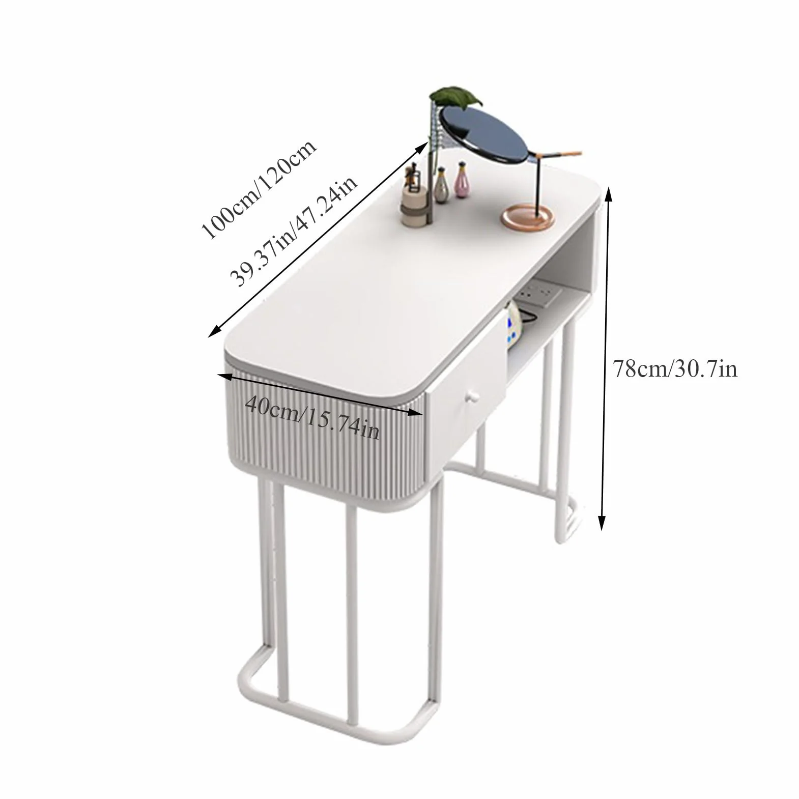 Tavolo per unghie compatto moderno,Tavolo per manicure per artisti,Scrivania per salone spa in legno,Postazione di lavoro per bellezza,Stazione per tavolo per manicure e truccatura Con ripiani apert