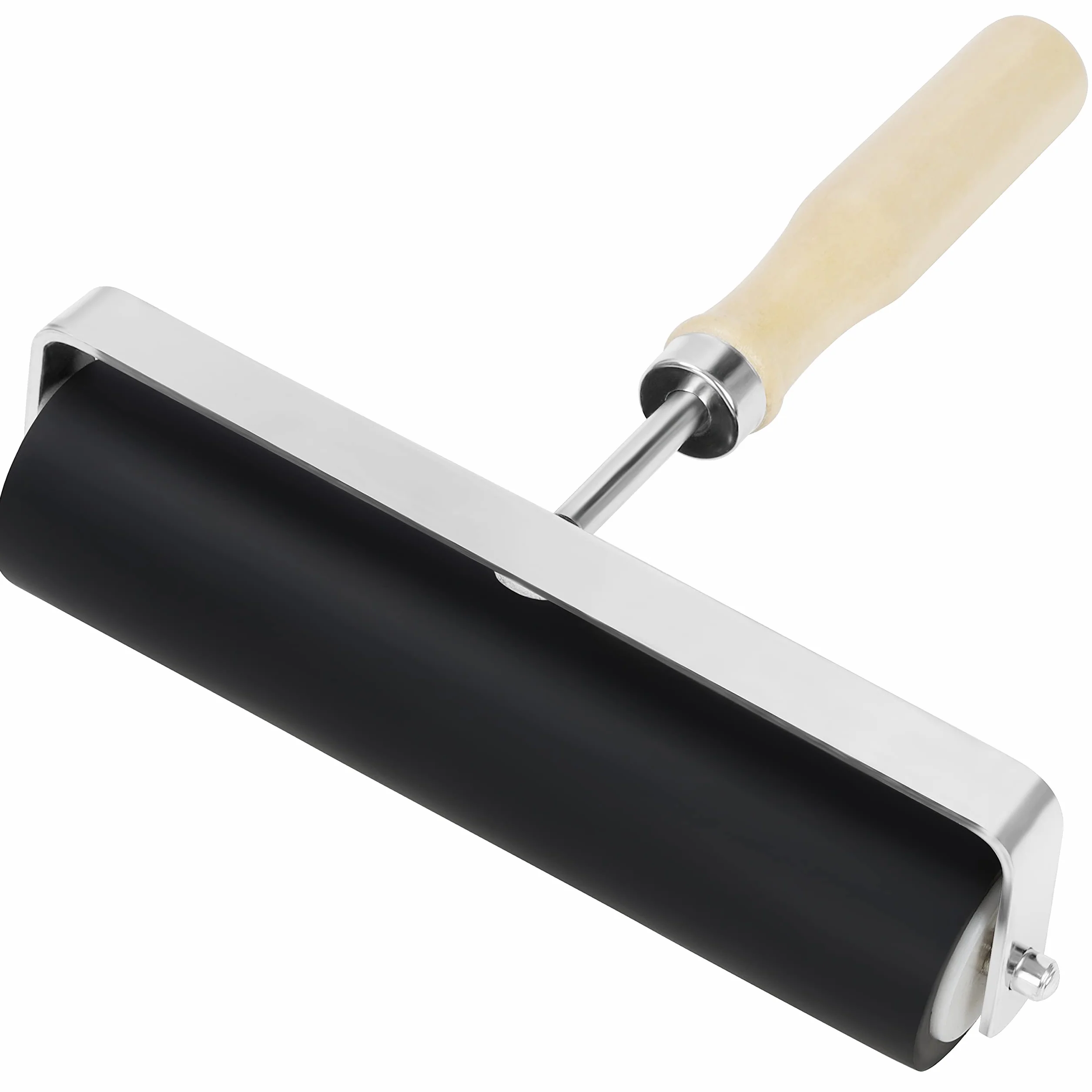 Kurtzy Stampo in Gomma Rullo con Manico in Legno da 15 cm Lino Brayer Nero Duro per Stampa