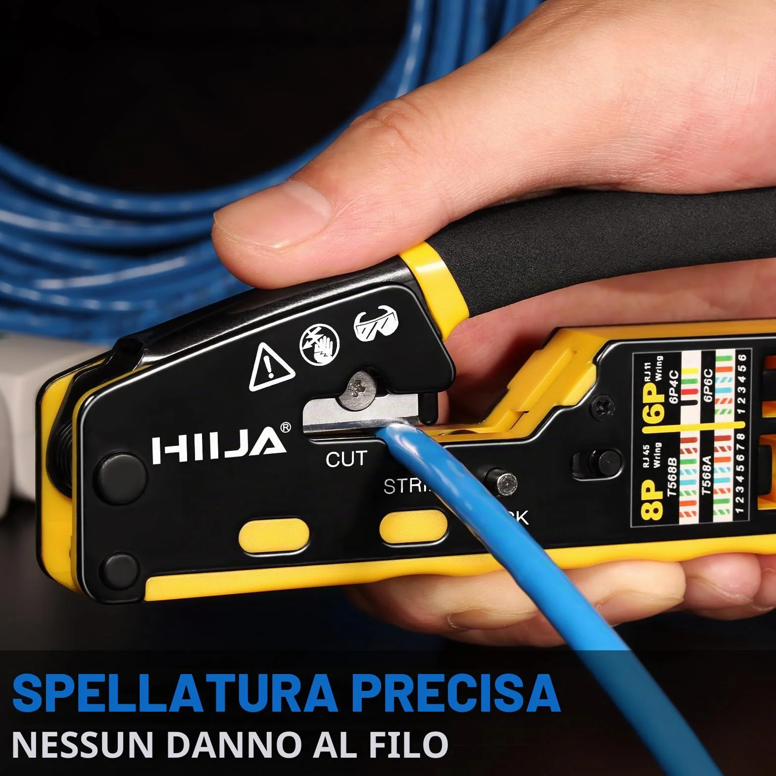 Pinza Crimpatrice RJ45 Passante per Connettori Ethernet Cat6 Cat5 Cat5e con Tester Cavi di Rete 50 Connettori RJ45 50 Coperture RJ45