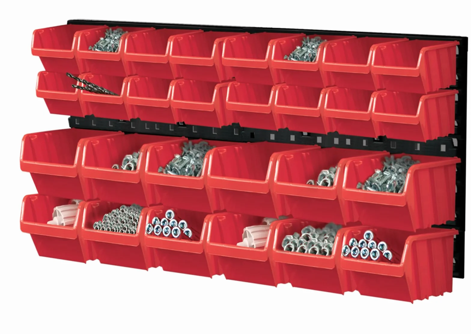 Set di 30 scatole impilabili e 2 ripiani da parete 39x38 cm, pannello perforato per conservazione flessibile