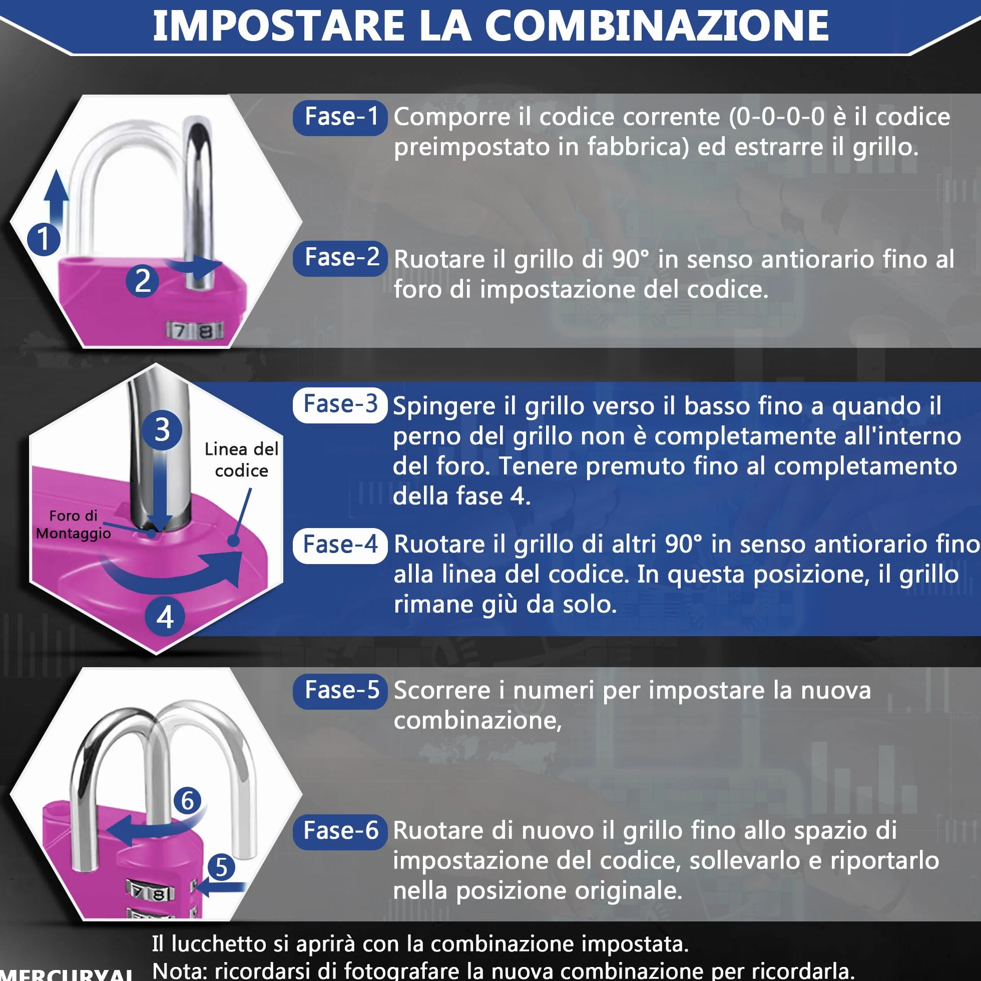 MERCURYAL Lucchetto Combinazione Impermeabile 4 Cifre per Armadietto Palestra Rosa