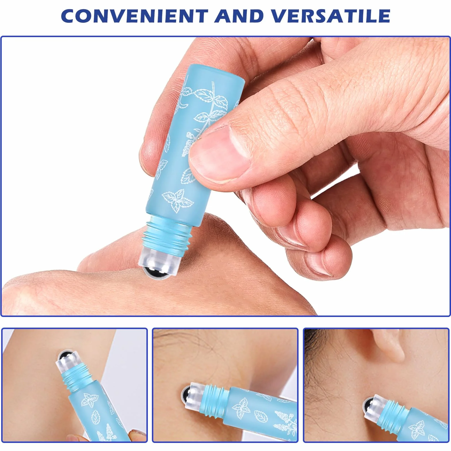24 bottiglie di vetro per oli essenziali, bottiglie roll-on con palline, multicolore