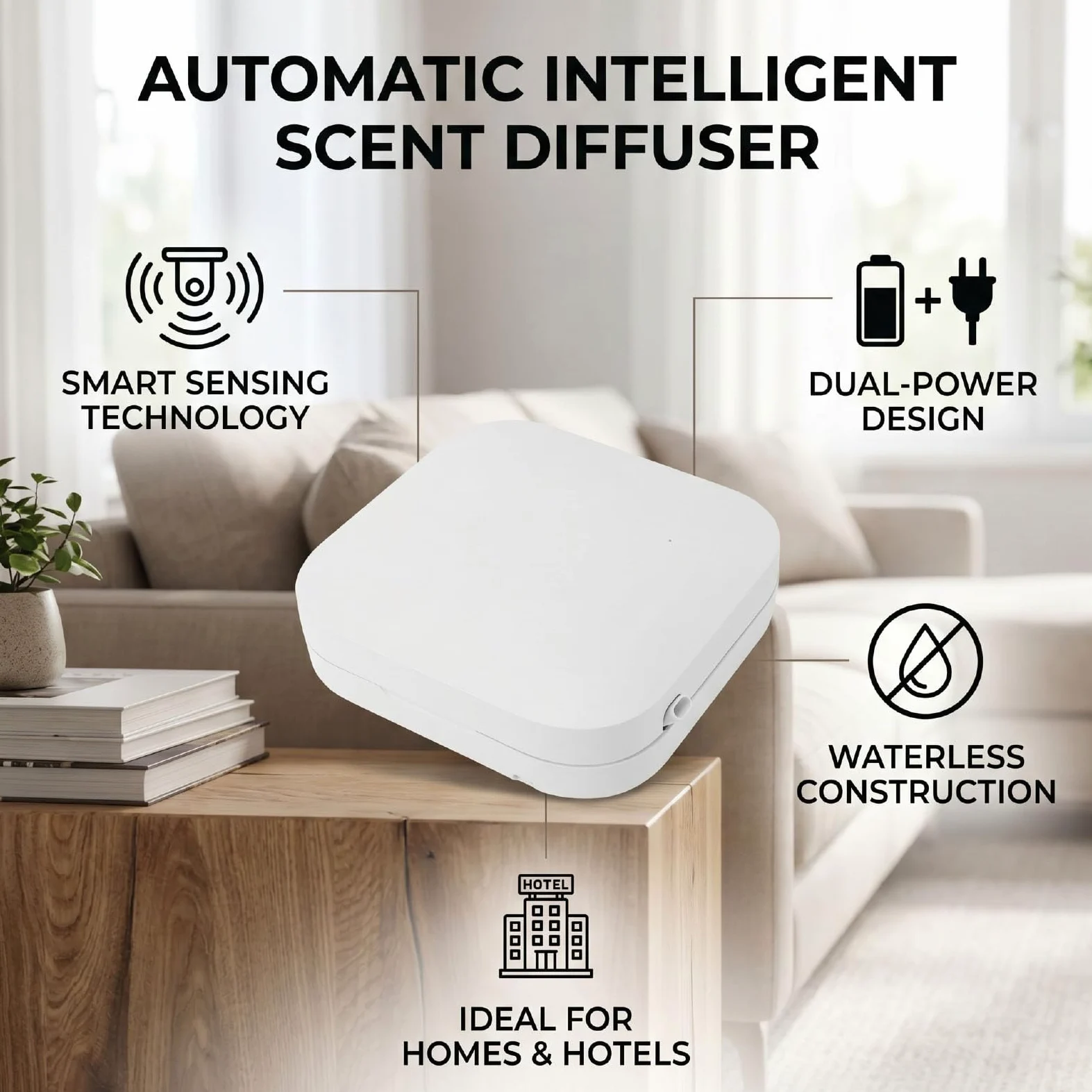 Diffusore di Fragranze Intelligente, Erogatore Automatico di Profumo Senza Acqua 150 Ml, for Casa, Ufficio, Hotel