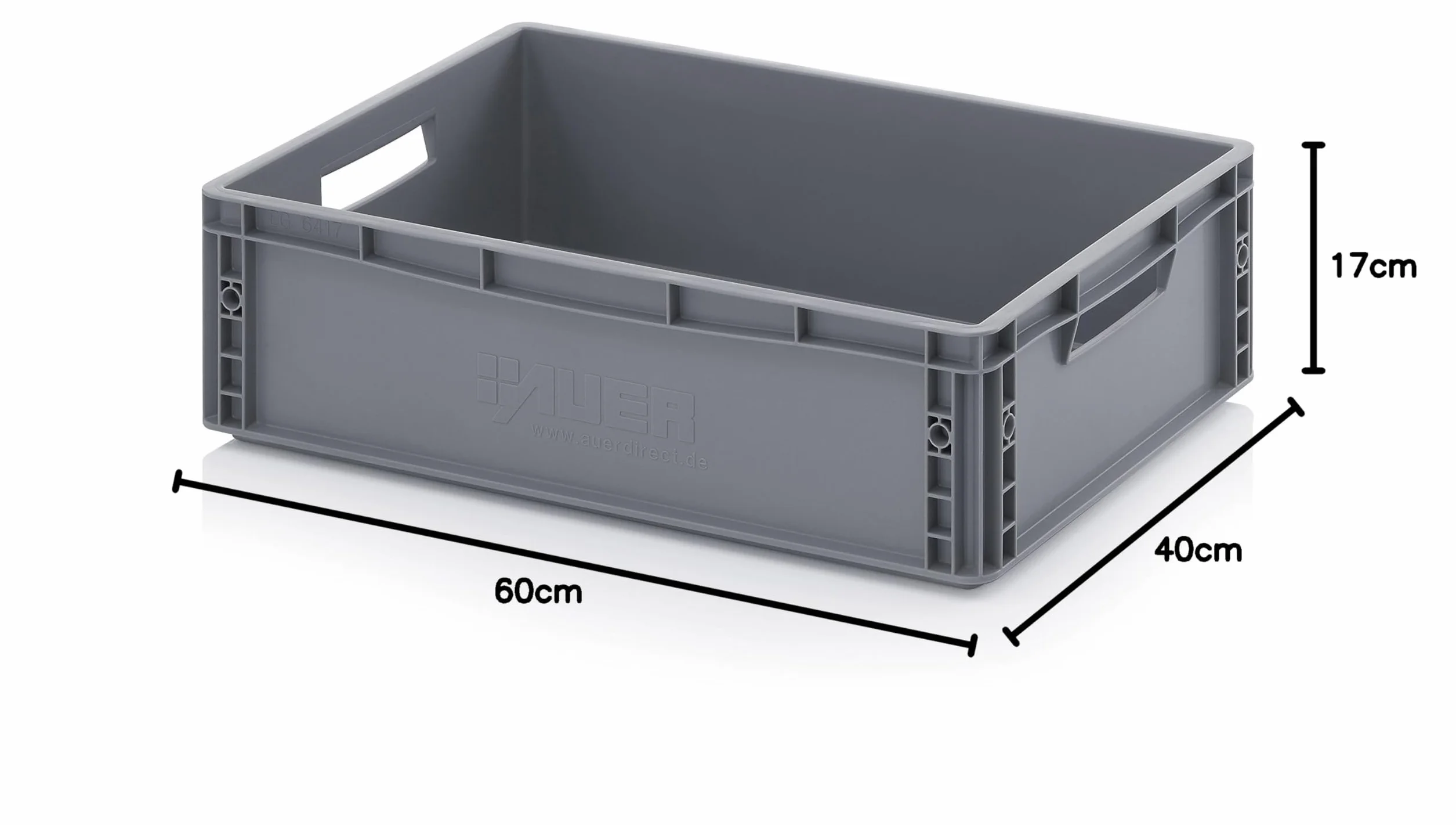 Vassoi Euro 60x40x17 Cassa di Plastica Contenitore di Stoccaggio Impilabile Grigio