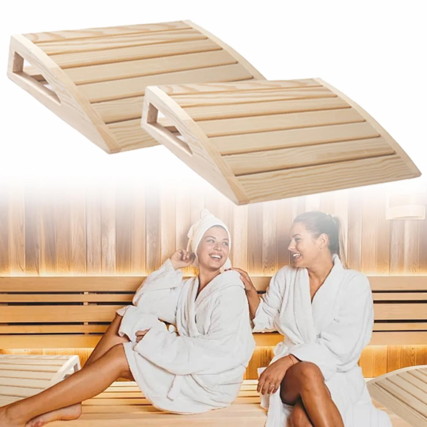 Poggiatesta sauna in legno 2 pezzi cuscino ergonomico per sauna