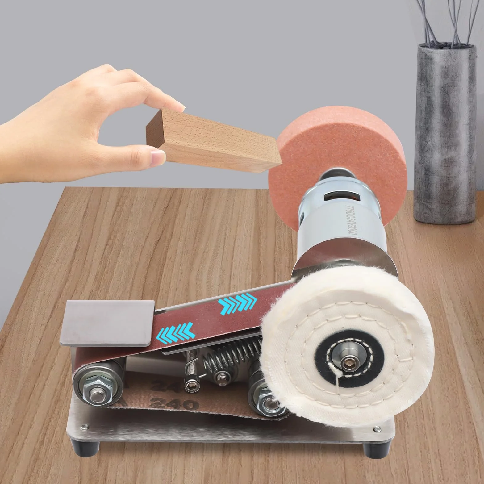 Mini levigatrice a nastro con disco abrasivo 4500-9000 giri/min regolazione velocità 7 livelli