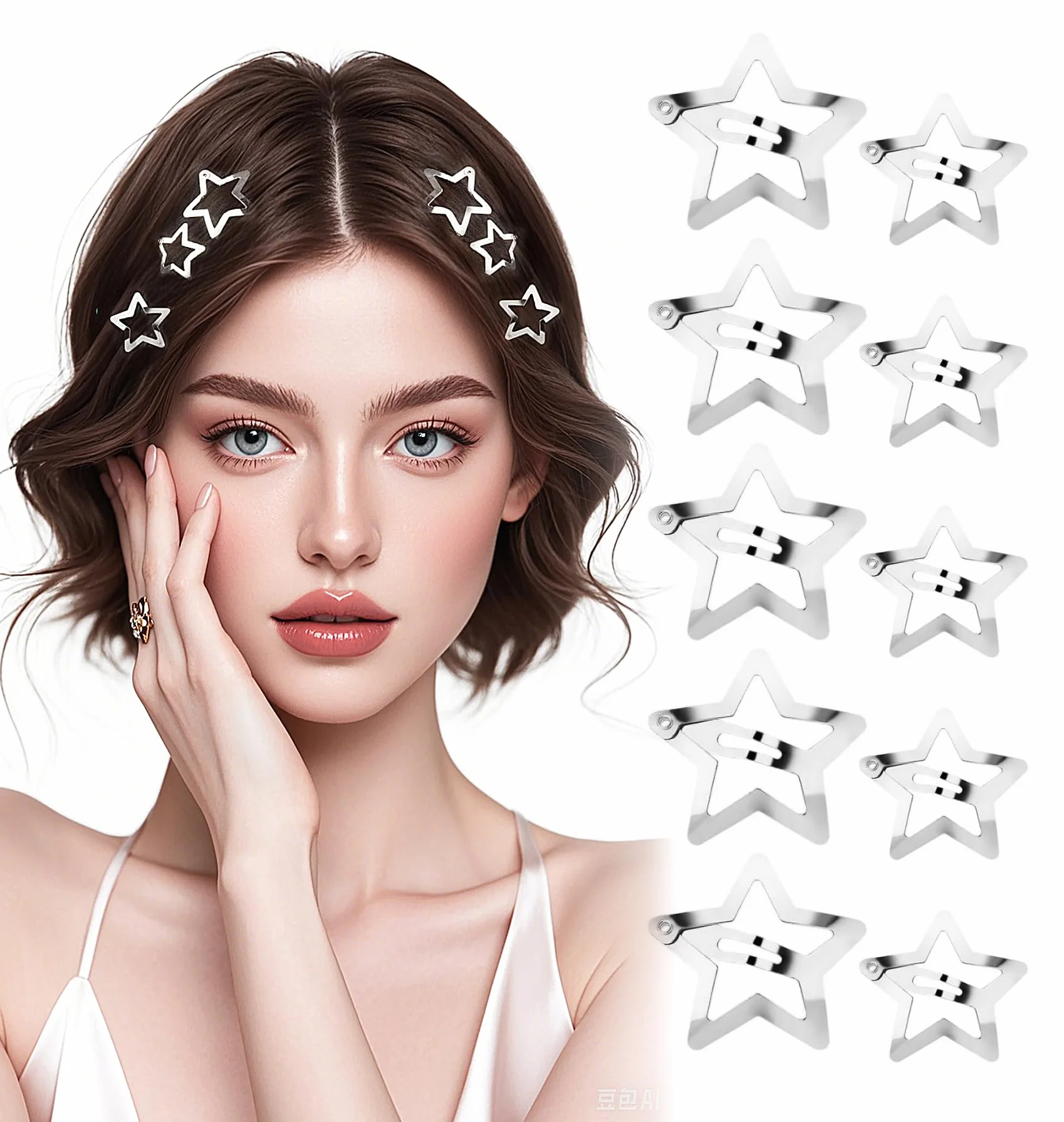Fermagli per capelli Y2K a forma di stella, color argento, graziosi, accessori per capelli per ragazze, forcine per capelli per donne e ragazze (20 pezzi)