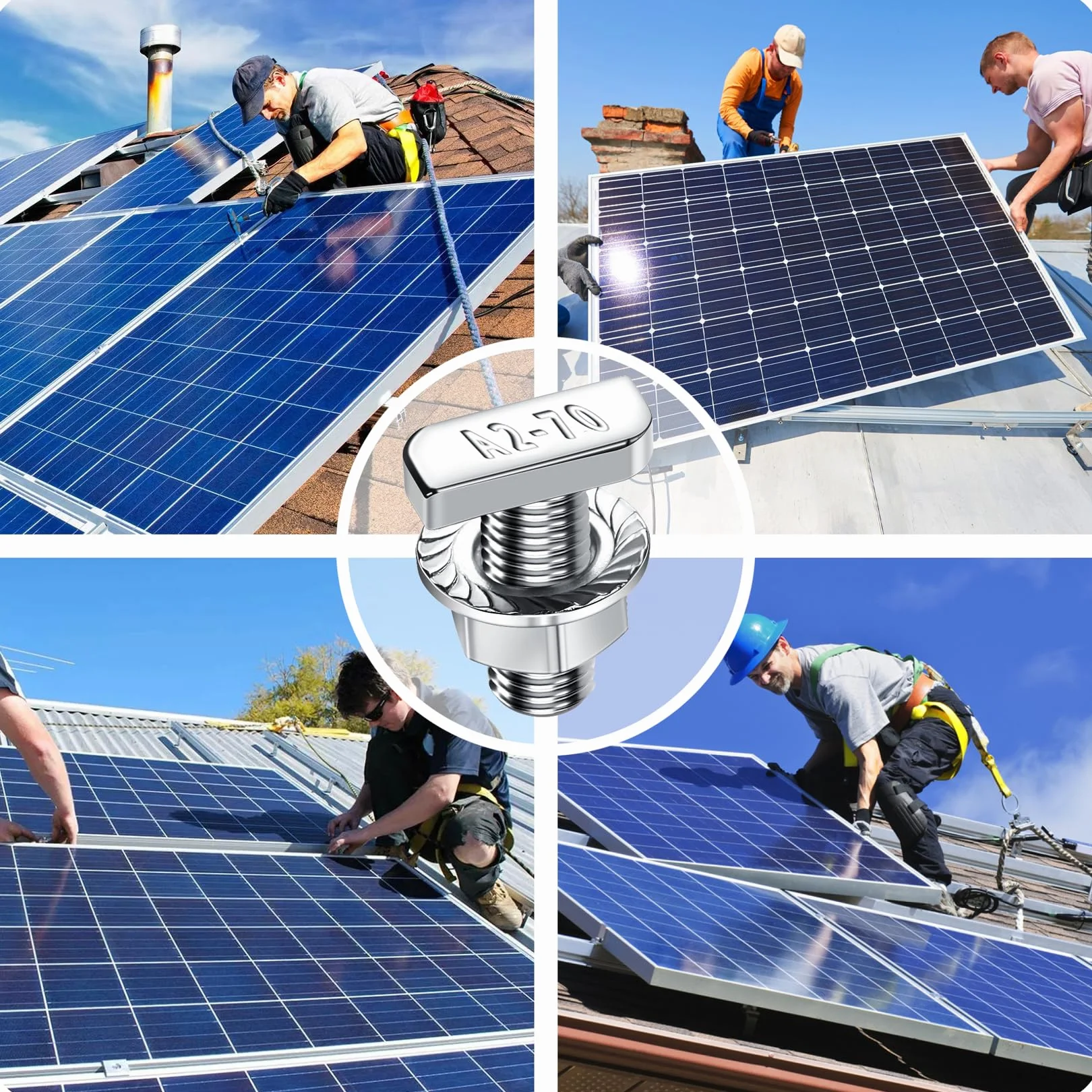 Viti a testa martello M8x20 acciaio inox per guide solari PV
