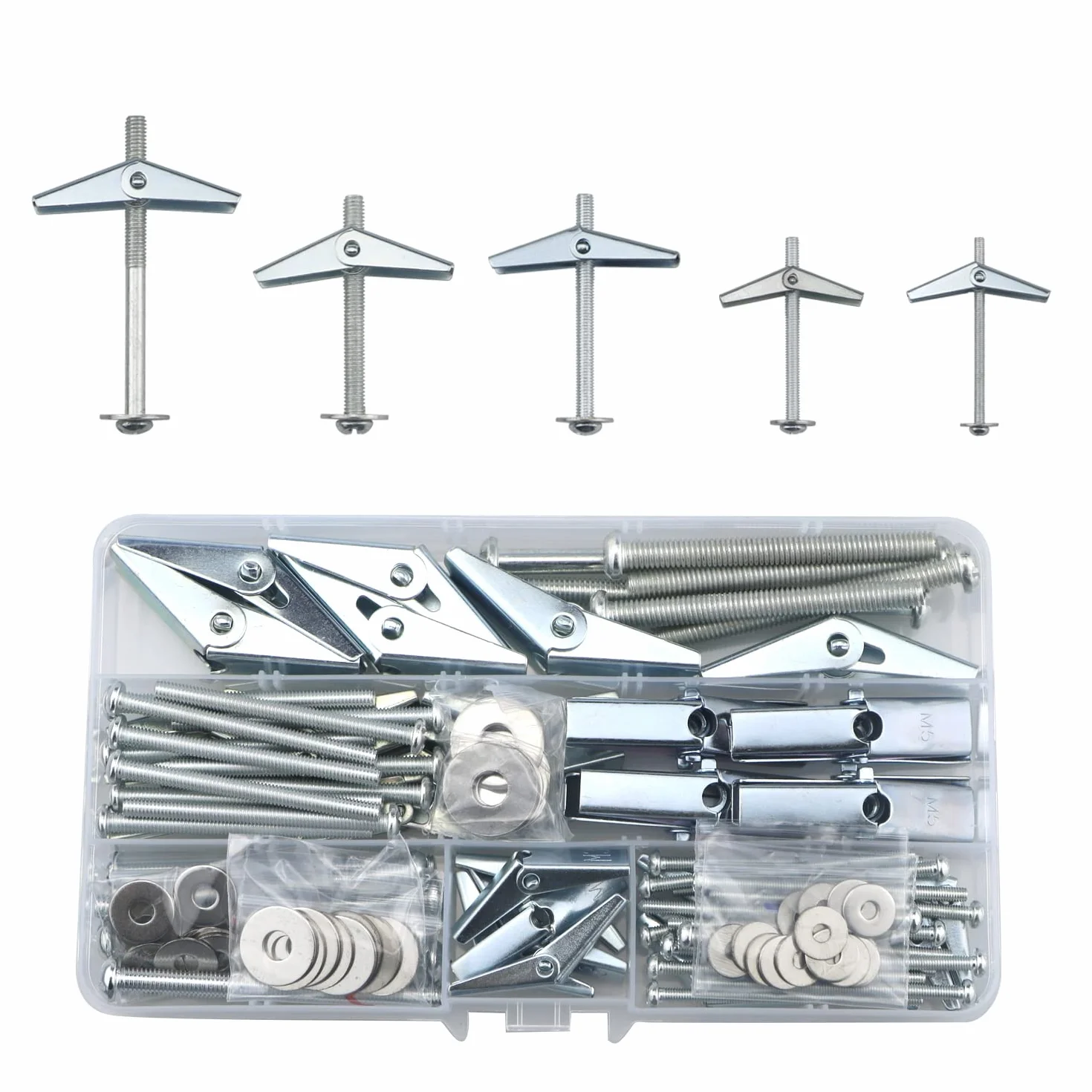 Elementi di fissaggio per cartongesso 40 set (120 pezzi) viti bulloni a molla M3 M4 M5 M6 kit ancoraggi cavi tappi a parete resistenti