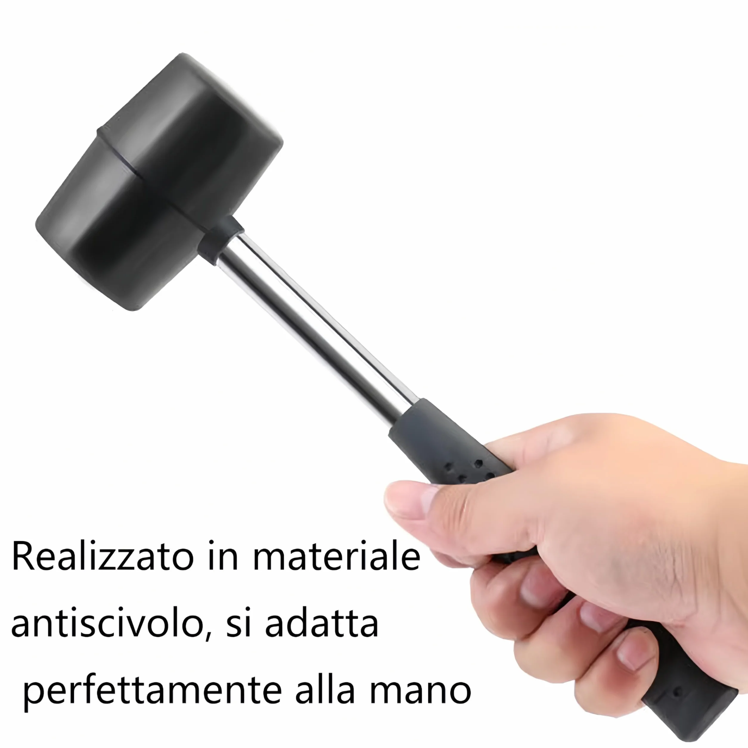 Martello Di Gomma Nero 600G Con Impugnatura Antiscivoloideale Per Pavimenti E Piastrelle