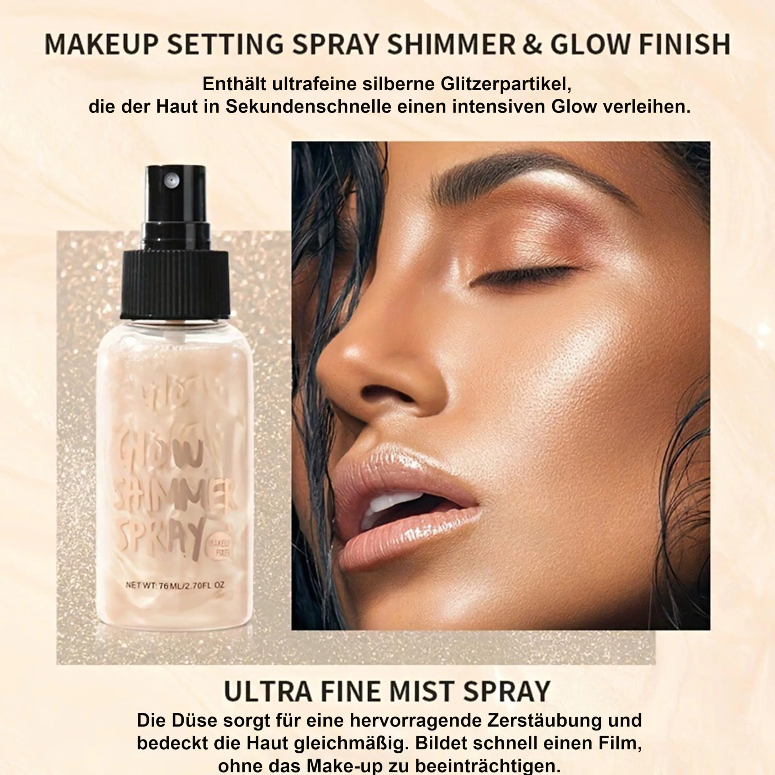 Glow Body Glitter Impermeabile Brillantini Brillantini Glitter Spray Per Viso Capelli E Corpo, Nebbia Ultra Fine Copertura Uniforme, Festival Brillante Trucco Brillante