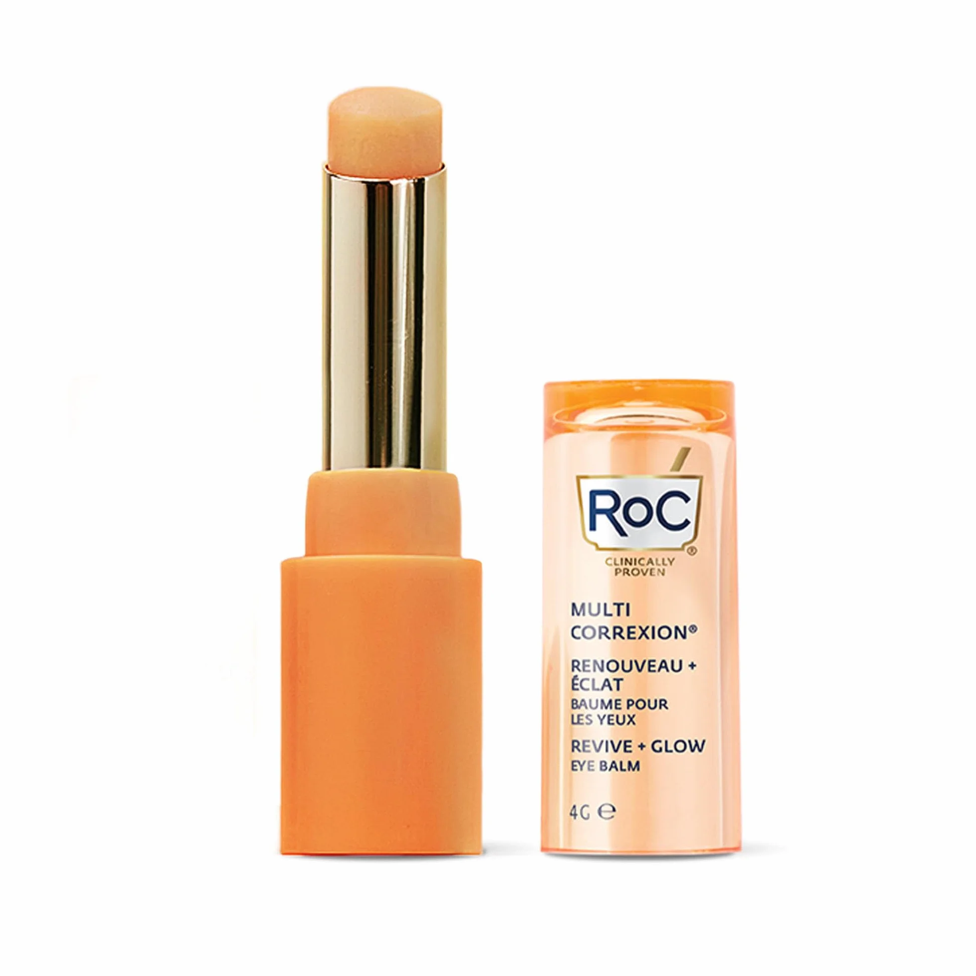 RoC - Multi Correxion Revive + Glow Balsamo Occhi - Formula Alla Vitamina C E Ai Peptidi - Riduzione Delle Cricche Scure E Delle Borse - Applicazione Senza Contatto - Ipoallergenico - 4g