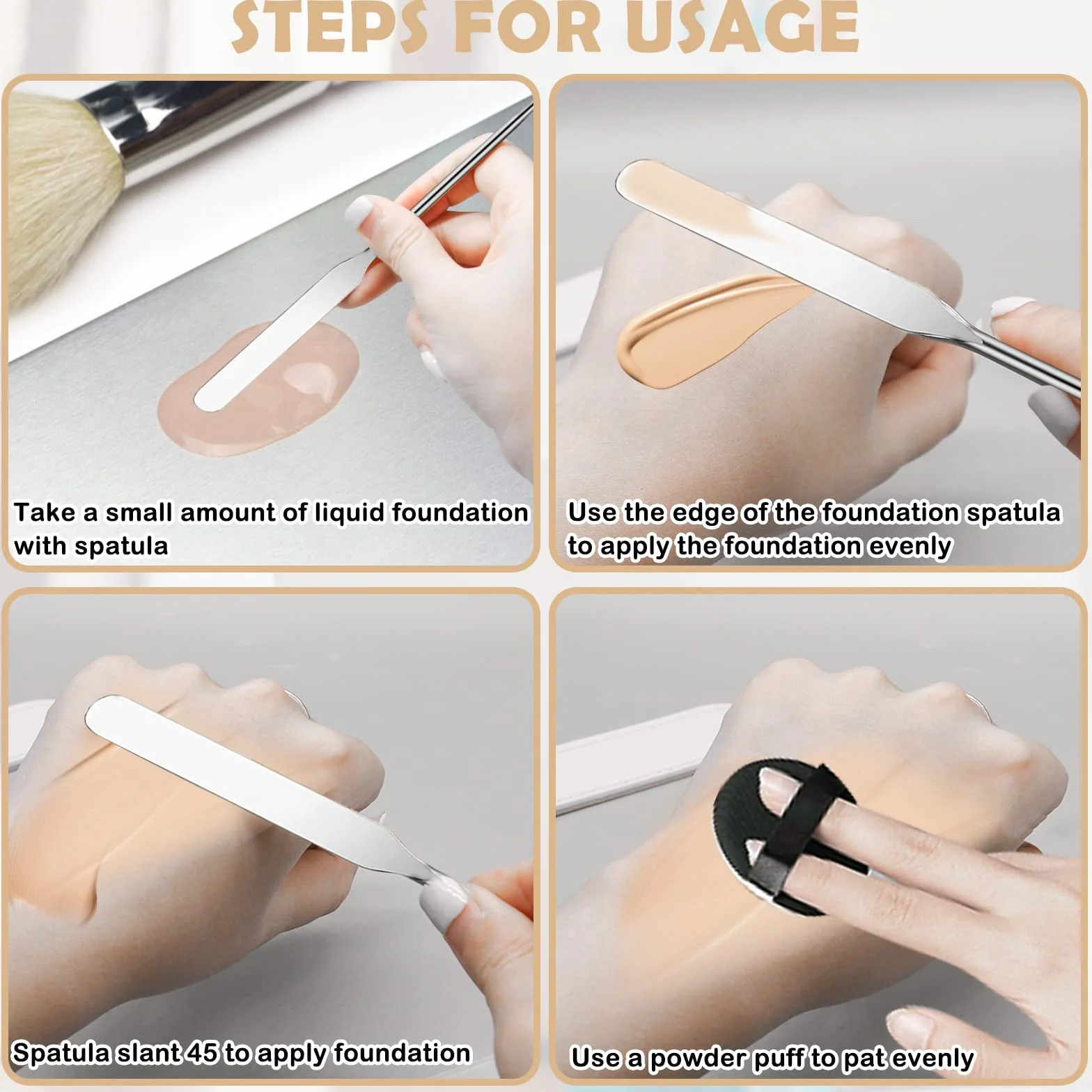 Set coreano di spatole per trucco, vassoio per palette di miscelazione trucco acrilico con strumenti per trucco spatola raschietto per fondotinta cosmetico, set di palette per miscelare fondotinta