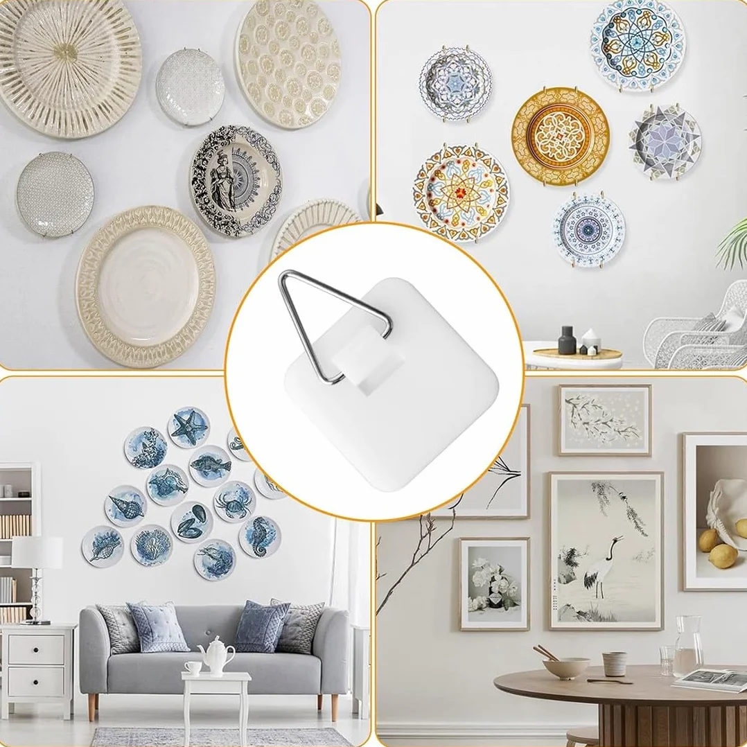 Ganci Autoadesivi Invisibili 15 Pezzi per Muro, Appendere Piatti, Orologio, Foto, Pittura, Quadro