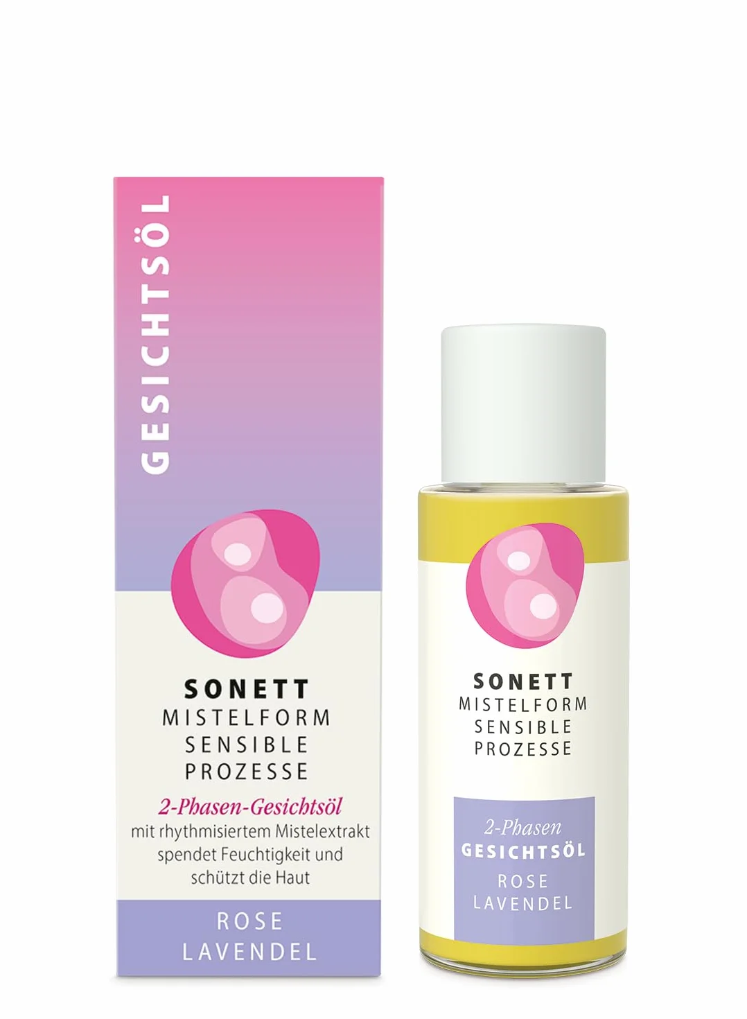 Olio viso a 2 fasi, rosa lavanda, 50 ml, vegano