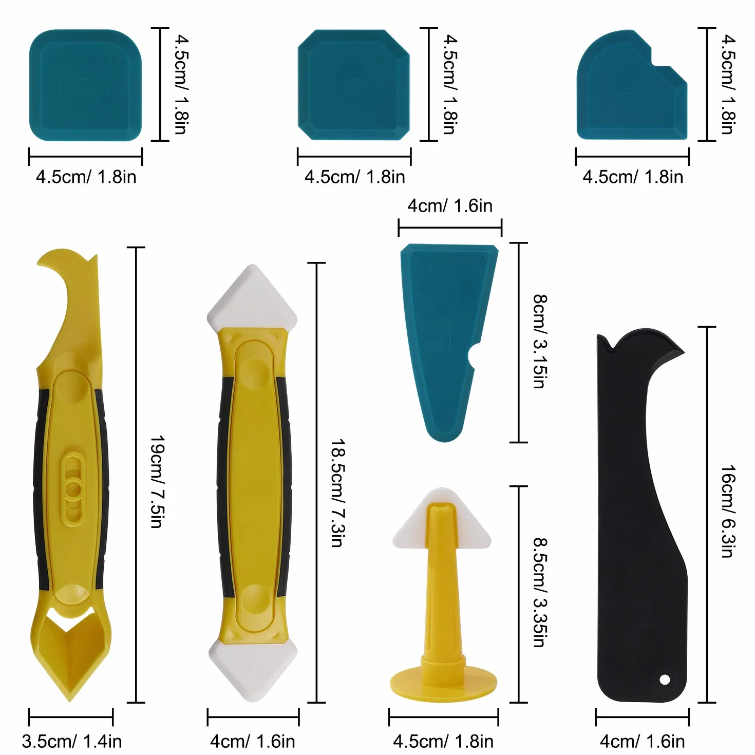 Silicone Calafataggio Set 8 Pezzi Raschietto Ugello Lisciatori Guarnizioni Bagno Cucina