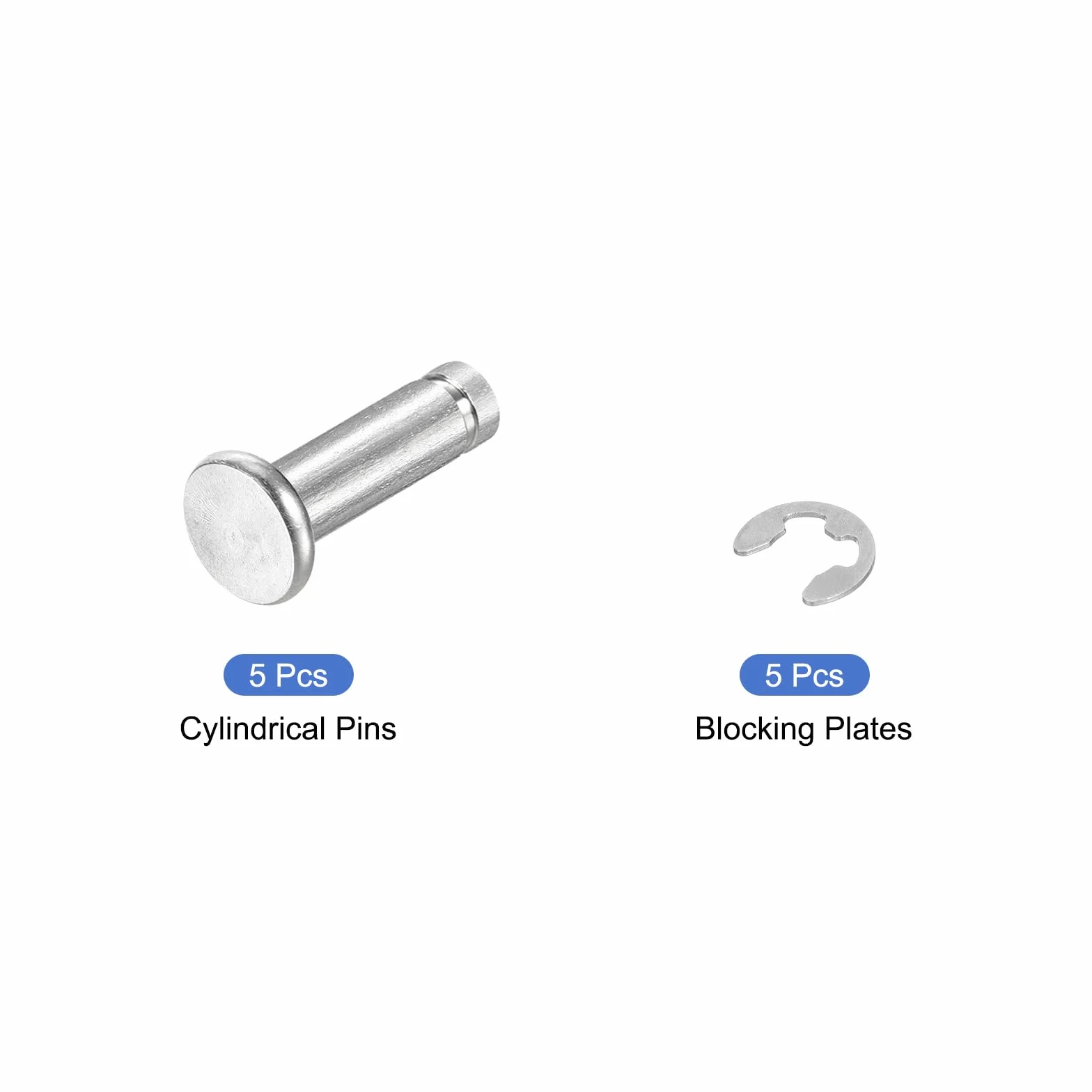 QUARKZMAN M5x16mm Perno Posizionamento Cilindrico Acciaio Inossidabile 304, Testa Piatta con Clip Fissaggio Argento