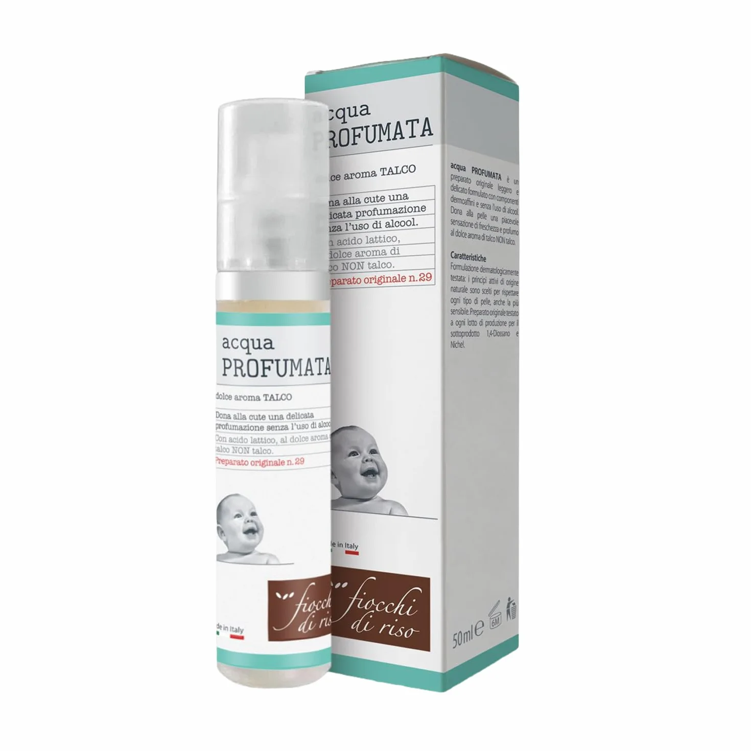 Fiocchi di Riso - Acqua Profumata TALCO - 50ml - COLONIA - Dona alla cute una delicata profumazione.
