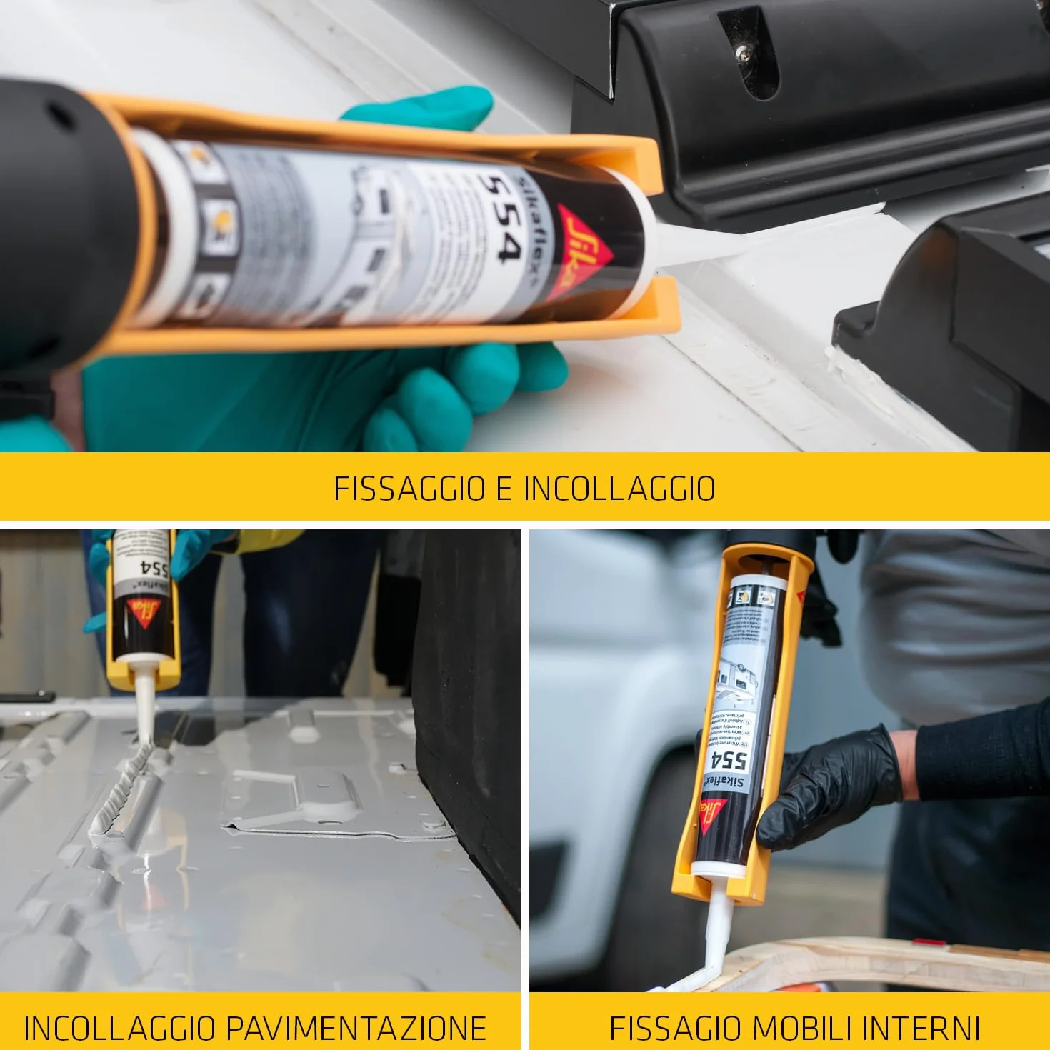 Sikaflex-554 Adesivo per assemblaggio camper Bianco 300ml Incollaggio strutturale ad alta elasticità