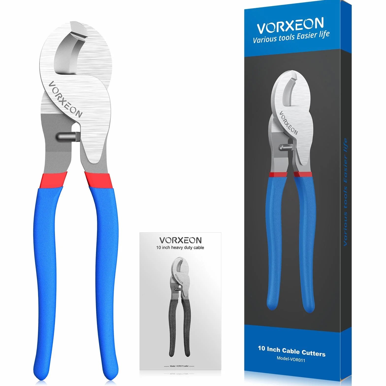 Tagliacavi 240mm, Wire Cable Cutters Acciaio 55#, Utensili da Taglio per Cavi Alluminio e Rame 0-70mm²