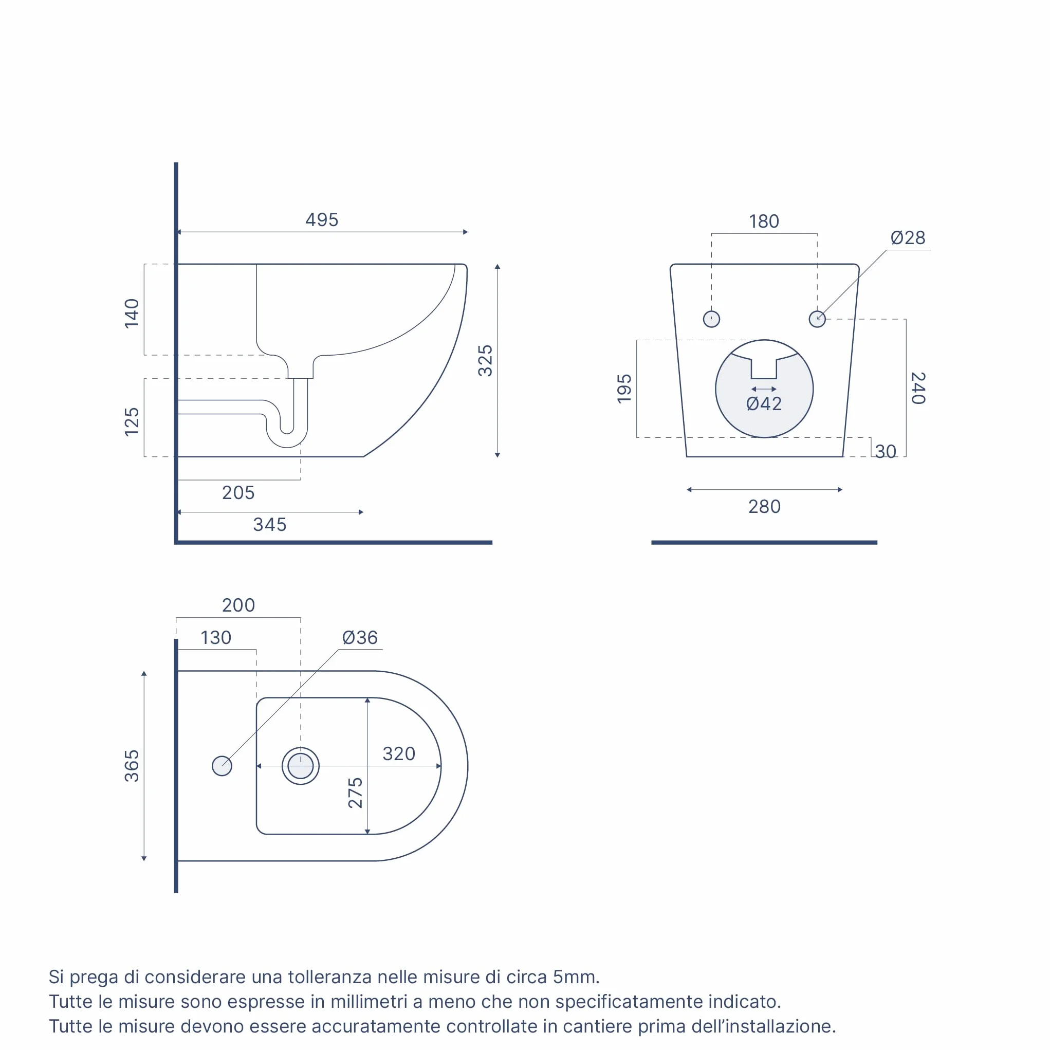 Vaso Bidet Sospeso Rimless Senza Brida Sedile Soft-Close Mod. Parigi