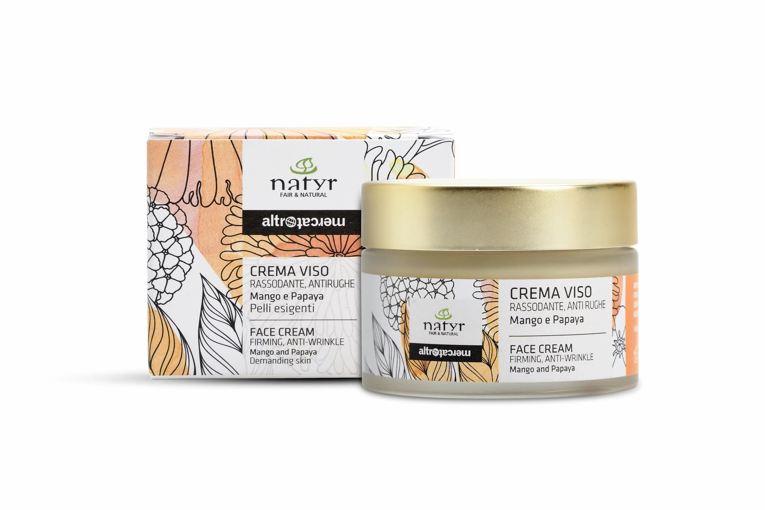 NATYR - Altromercato - Crema viso rassodante e antirughe - mango e papaya - 50ml
