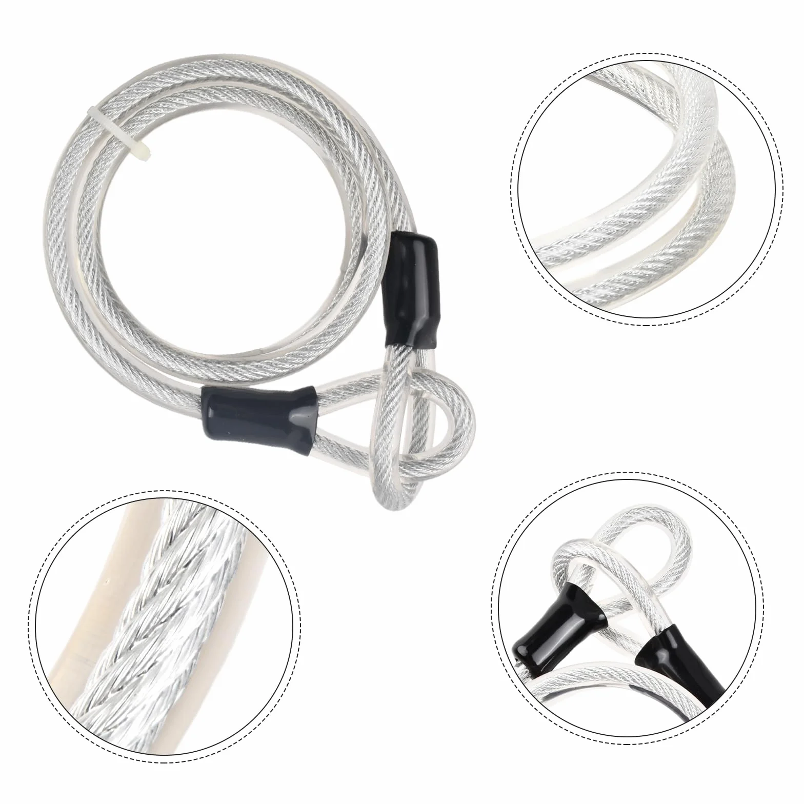 Cavo di Sicurezza Bici 120cm 12mm Acciaio Intrecciato con Estremità ad Anello