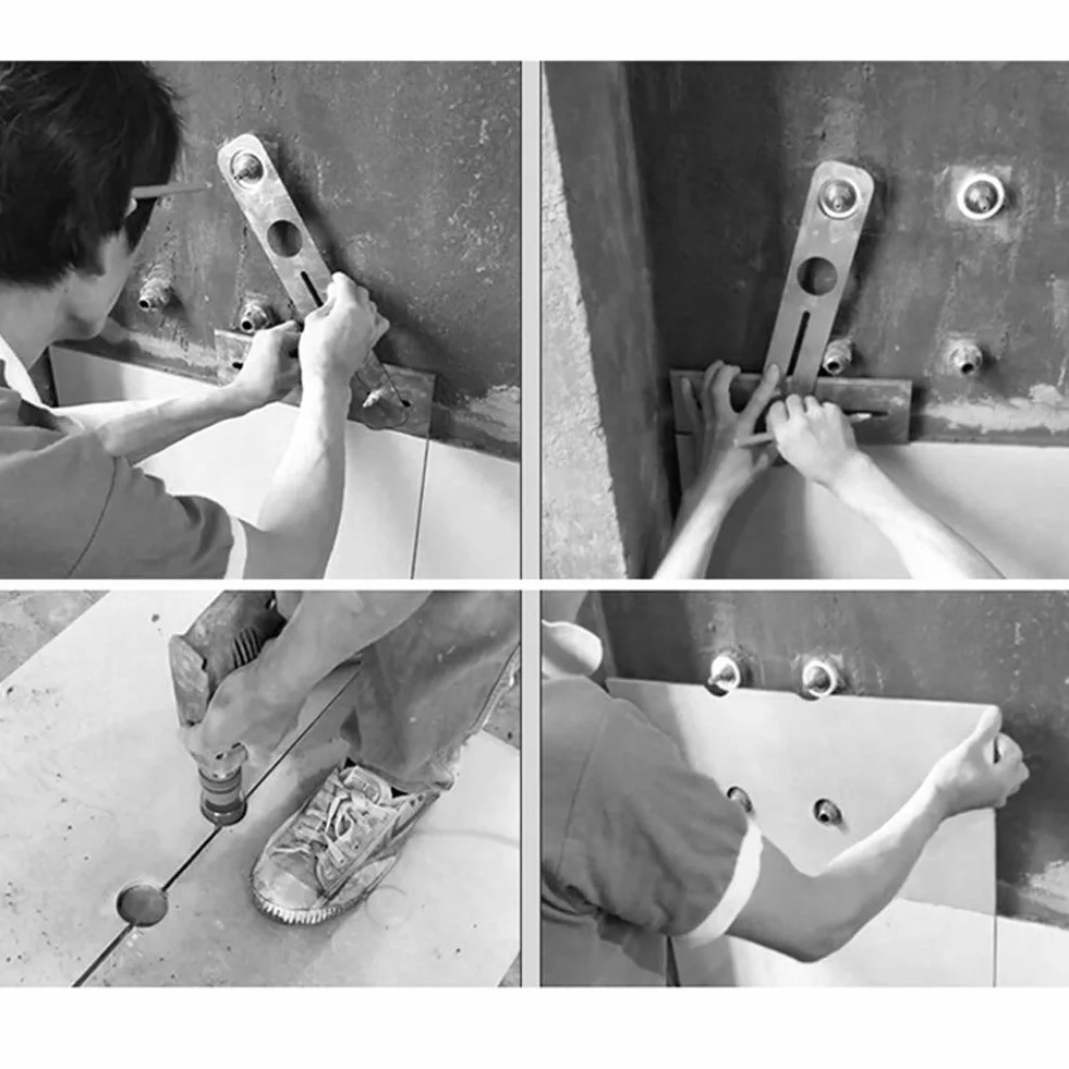 Yius Localizzatore fori piastrelle ceramica acciaio inox trapano guida foro Jig portatile