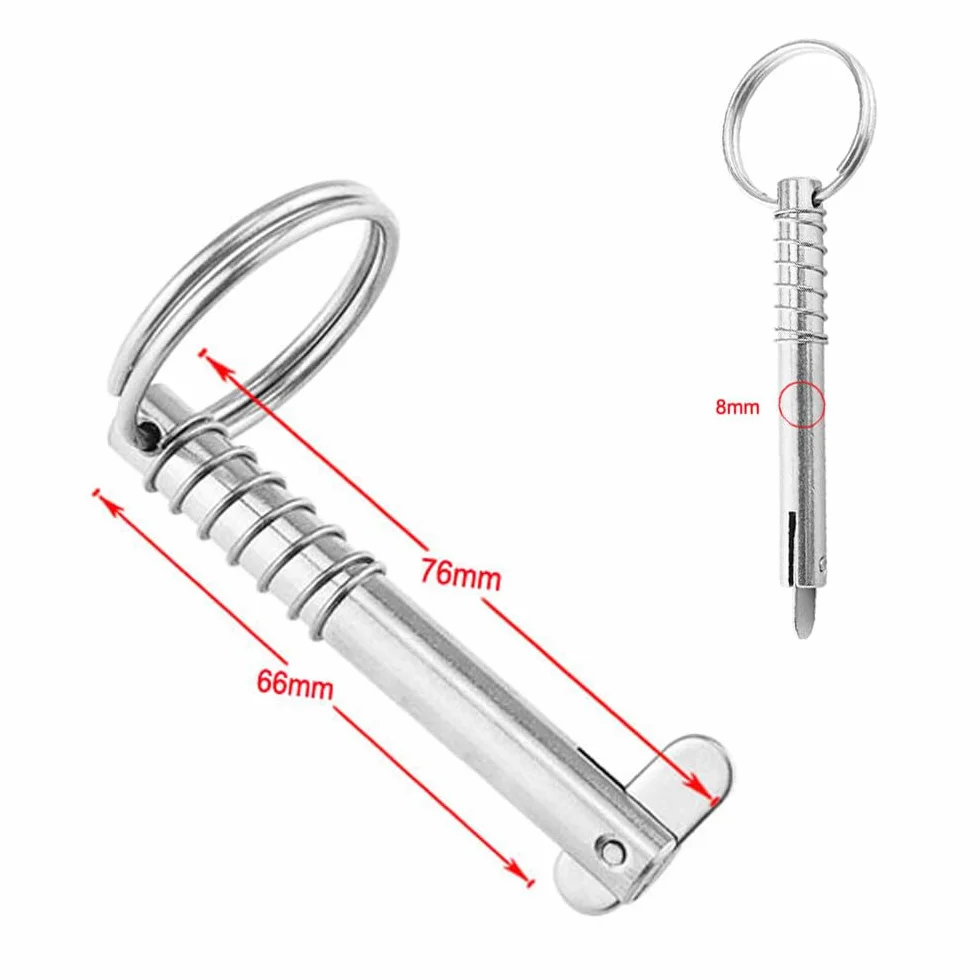 Perno di sicurezza 8x76 mm in acciaio inox 316, 2 pezzi coppiglia pieghevole, grado marino per barca