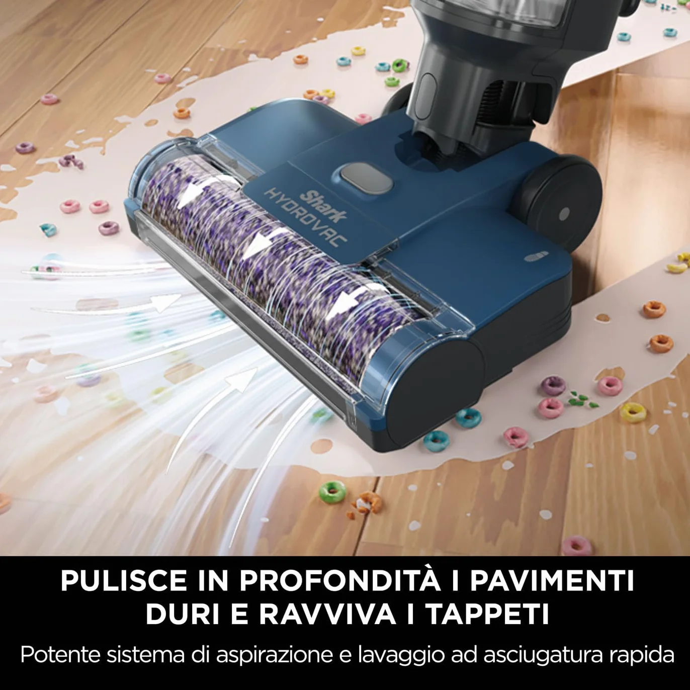 Shark WD100EU HydroVac Aspirapolvere Lavapavimenti Wet & Dry Autopulente Blu Navy