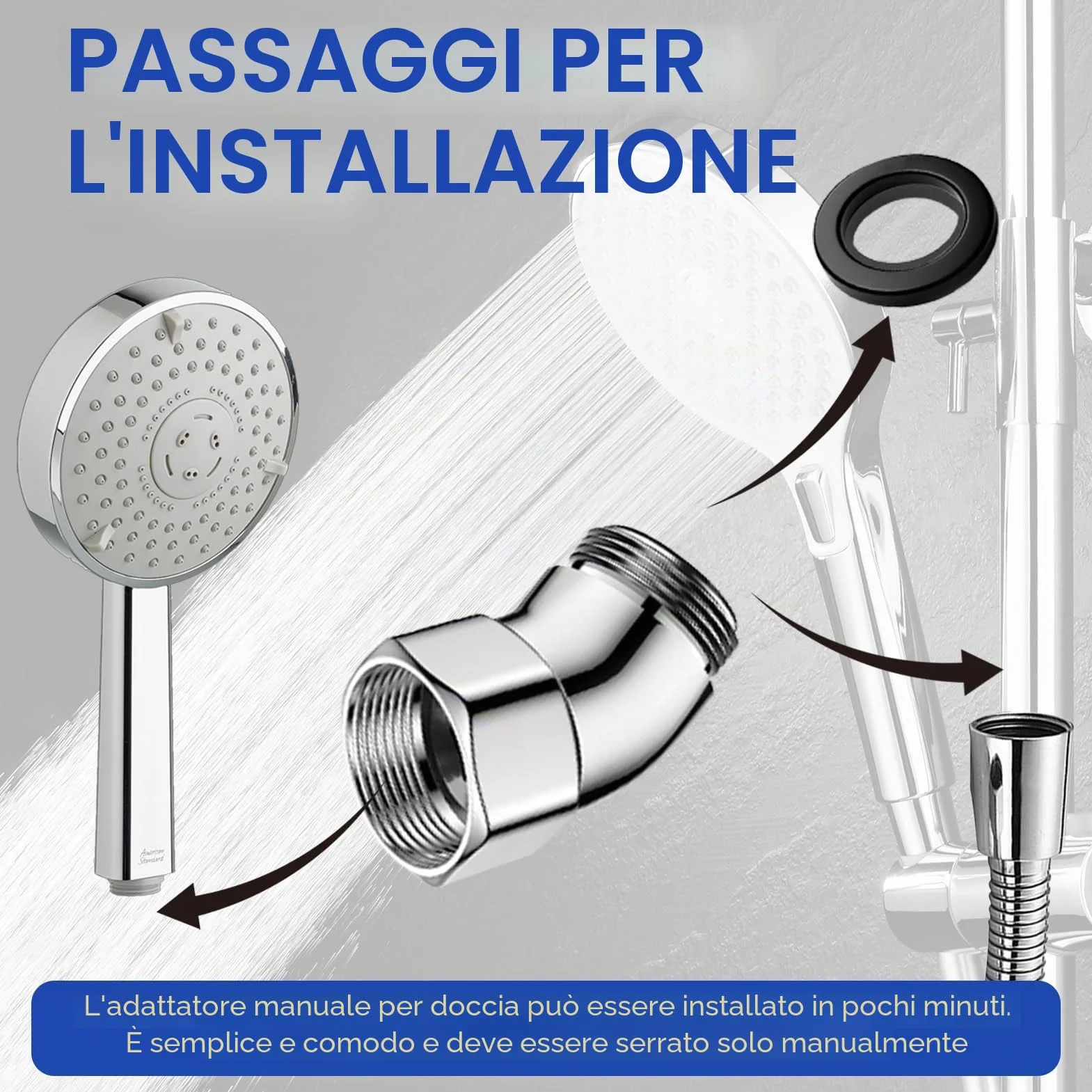 Adattatore Doccia 135° Connettore Angolare per Soffione in Rame con Guarnizione