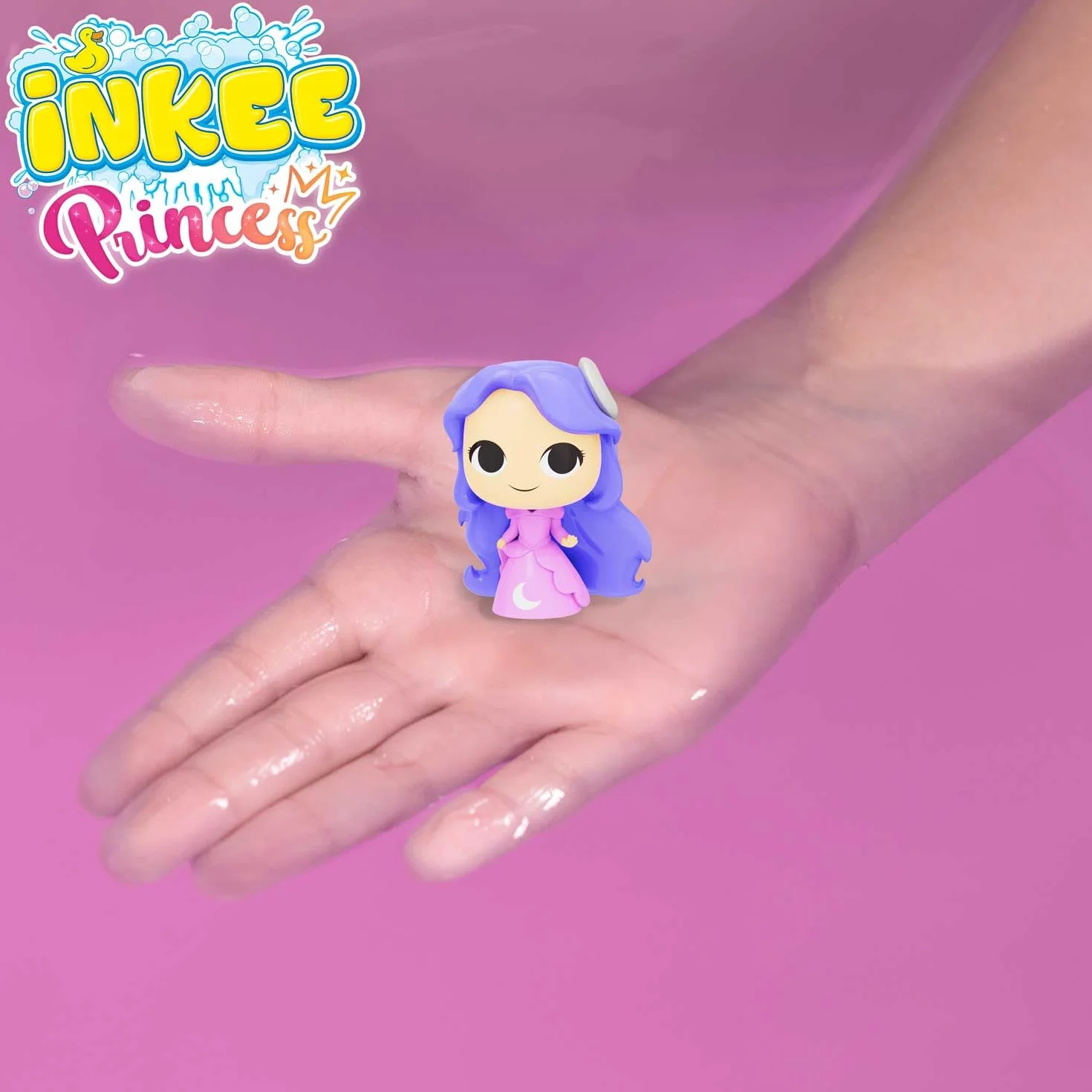 INKEE Surprise Princess – Bomba da bagno principessa con sorpresa, profumo zucchero filato e olio di mandorle, testata dermatologicamente, 100g, rosa o lilla