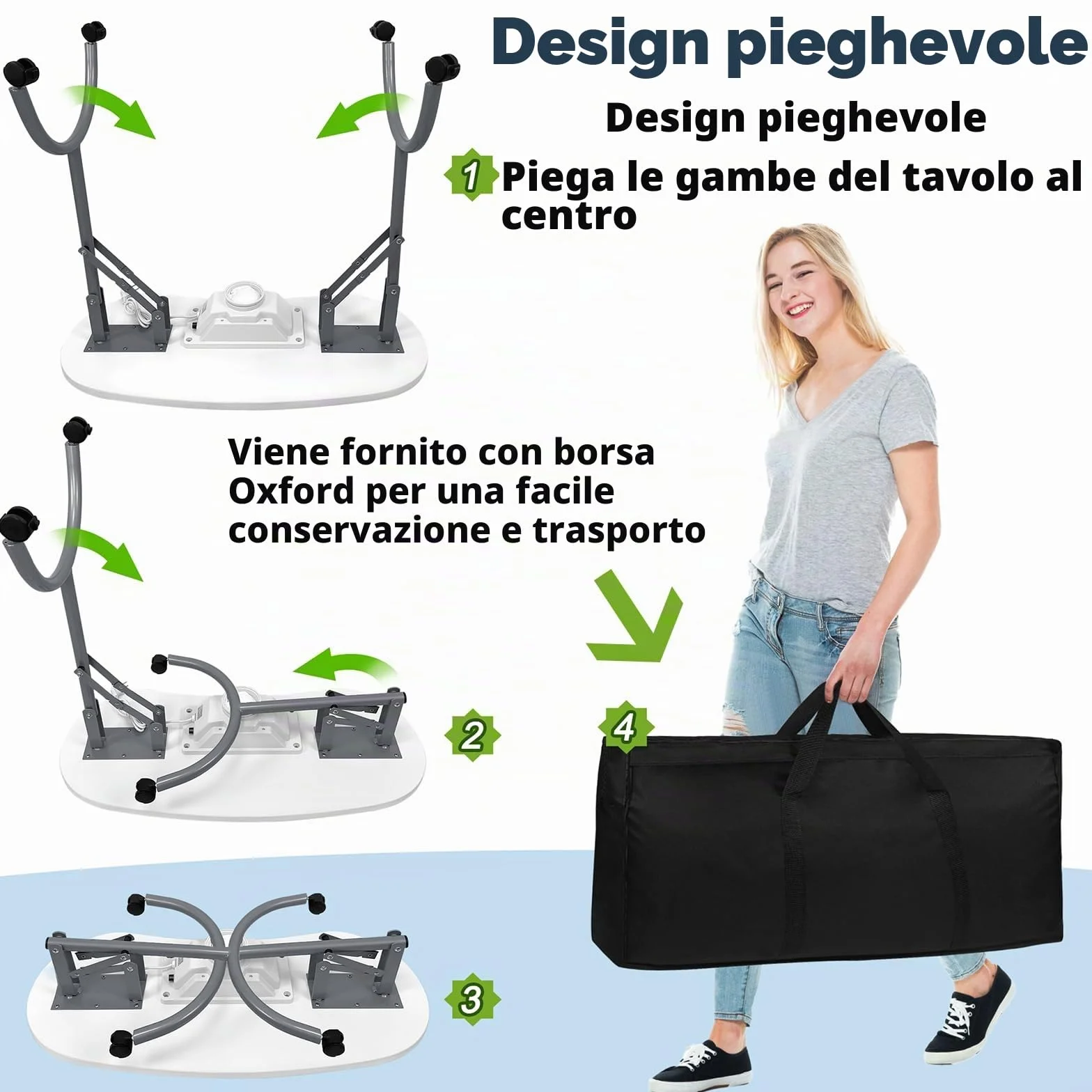 LZQ Tavolo per unghie con aspirazione, tavolo da manicure pieghevole con aspirapolvere per unghie, 90 x 37 x 77 cm, bianco